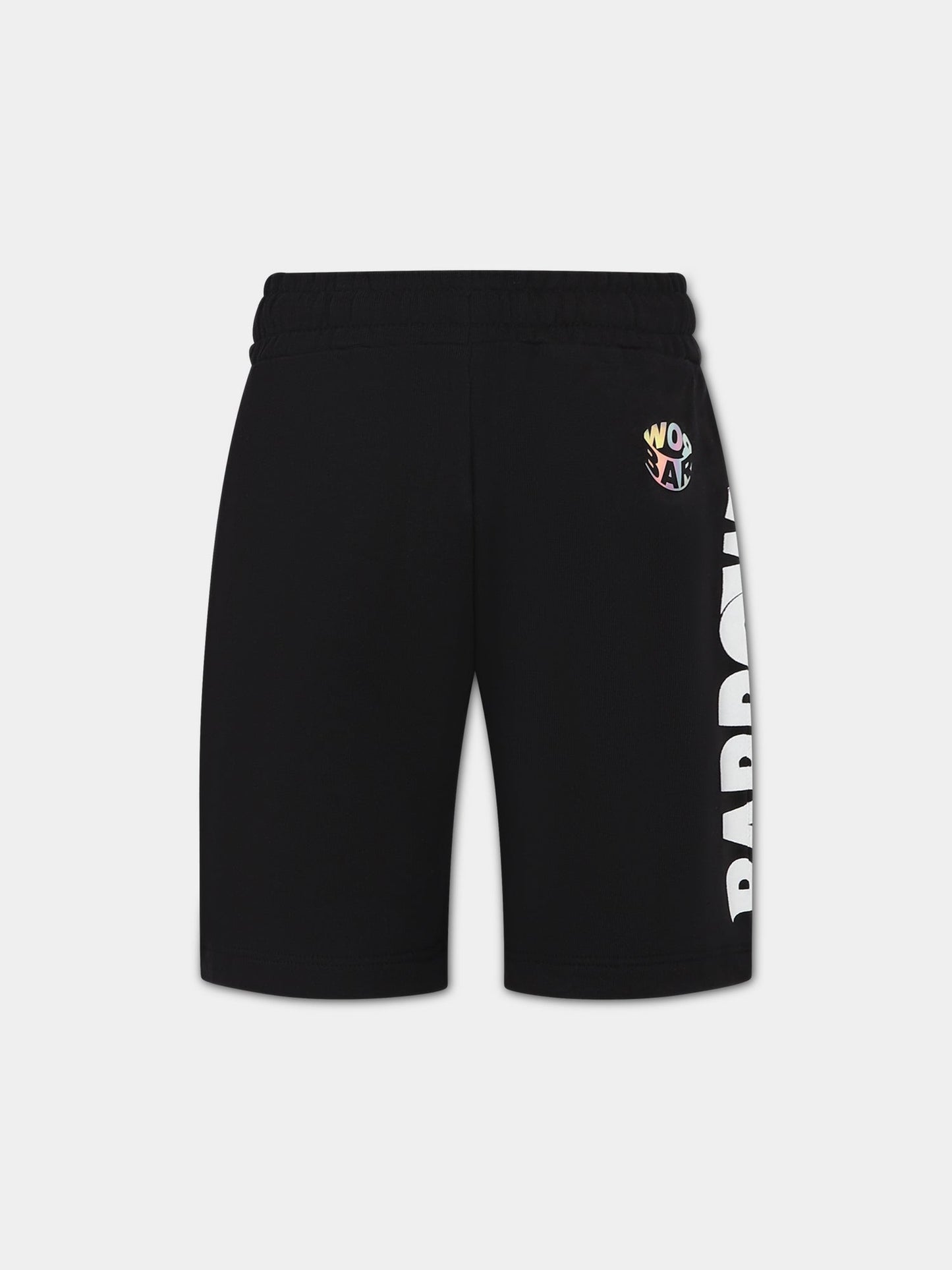 Shorts nero per bambini con logo e iconico smile,Barrow,033036 110