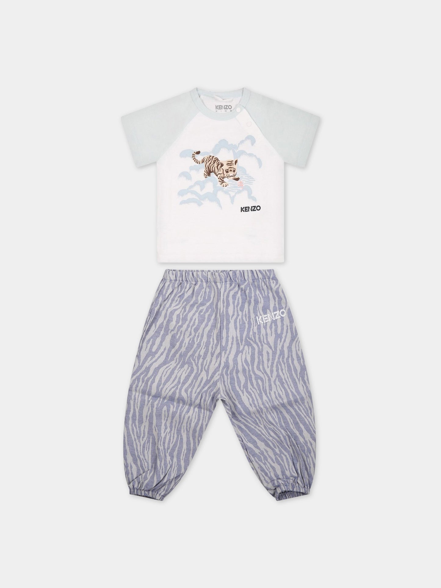 Completo multicolor per neonato con tigre e logo,Kenzo Kids,K98094 78P