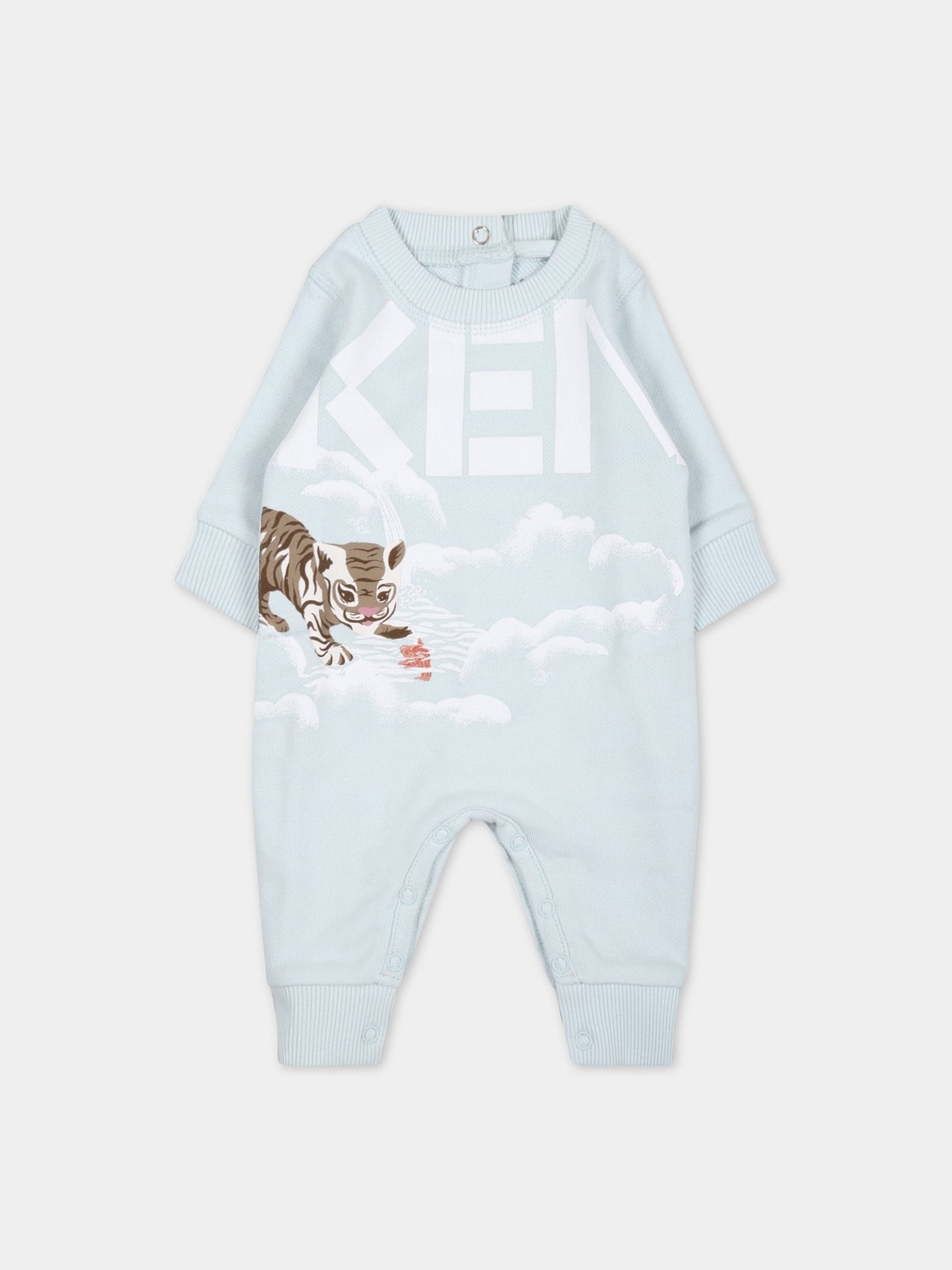 Tutina celeste per neonato con stampa e logo,Kenzo Kids,K94102 791