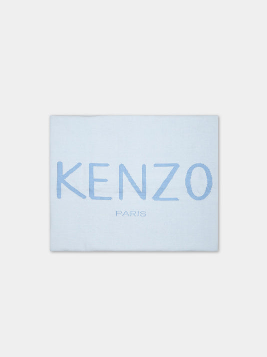 Coperta celeste per bambino con logo,Kenzo Kids,K90098 78B
