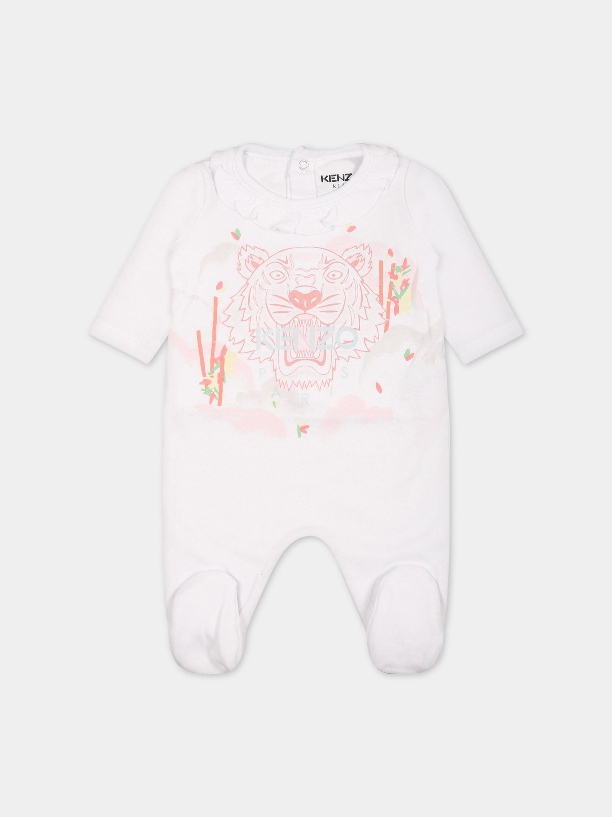 Tutina bianca per neonata con iconica tigre,Kenzo Kids,K97049 10P