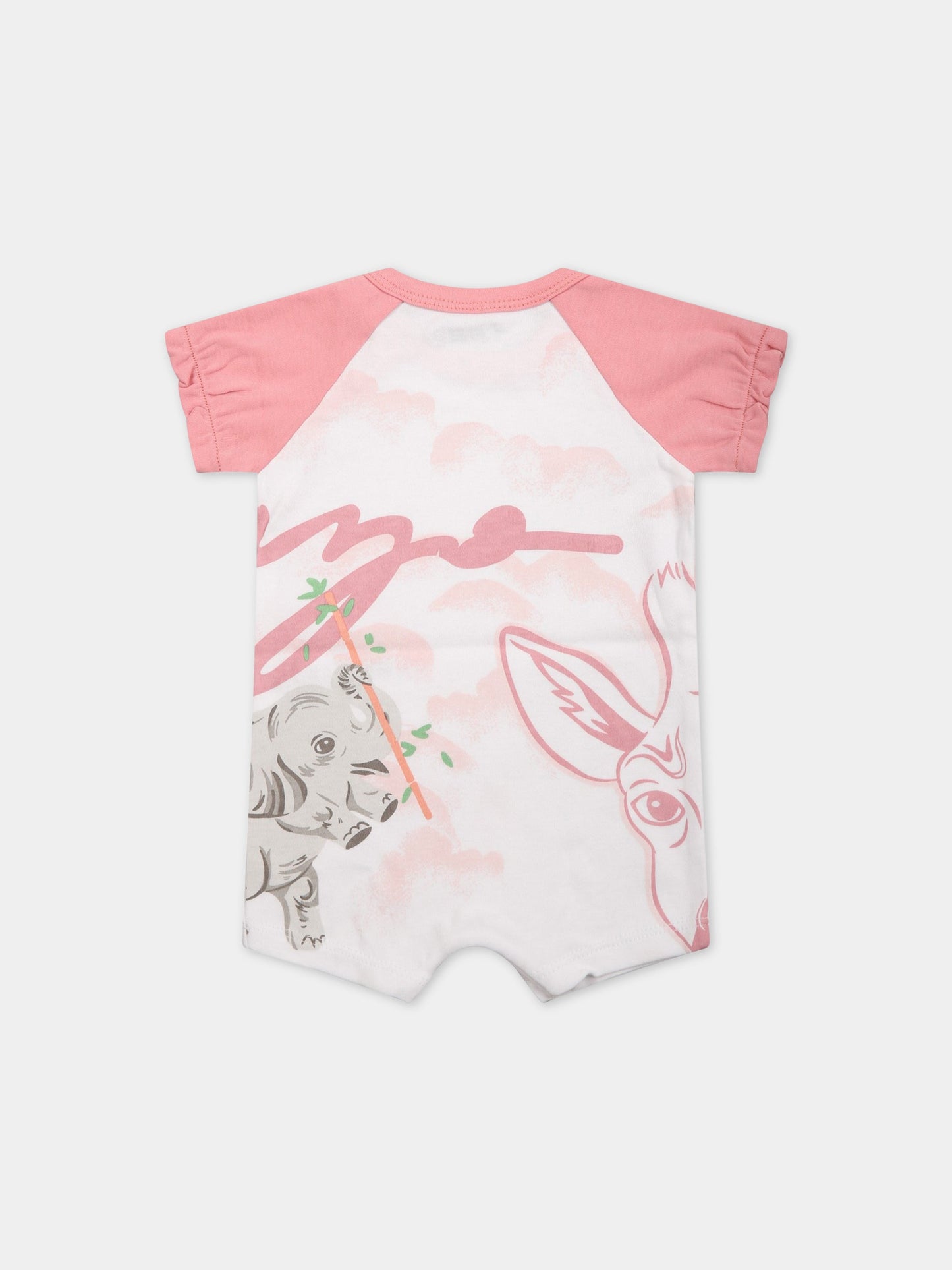 Pagliaccetto rosa per neonata con animali e logo,Kenzo Kids,K94101 10P