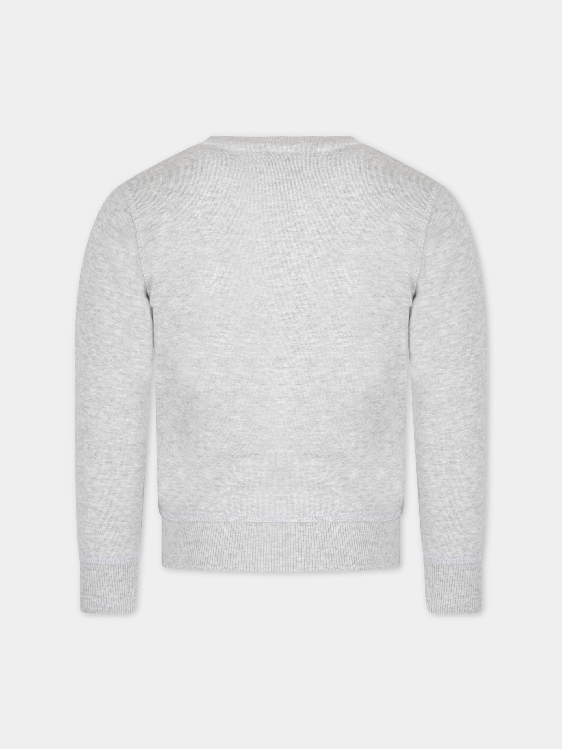 Felpa grigia per bambina con tigre e logo,Kenzo Kids,K15649 A07