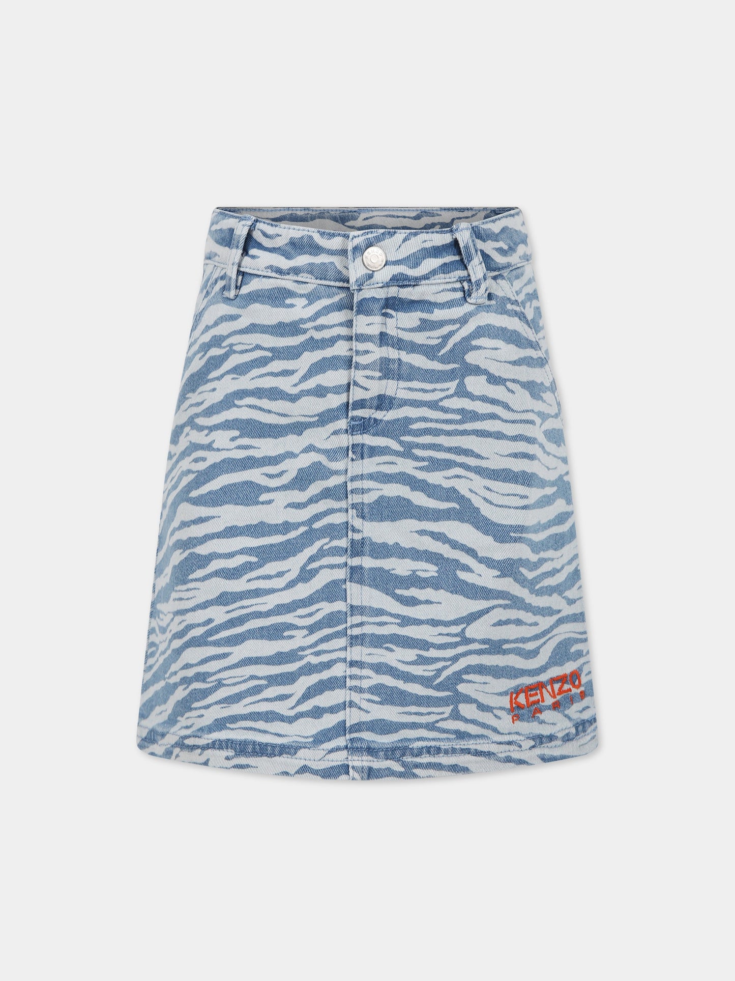 Gonna celeste per bambina con logo,Kenzo Kids,K13083 78G