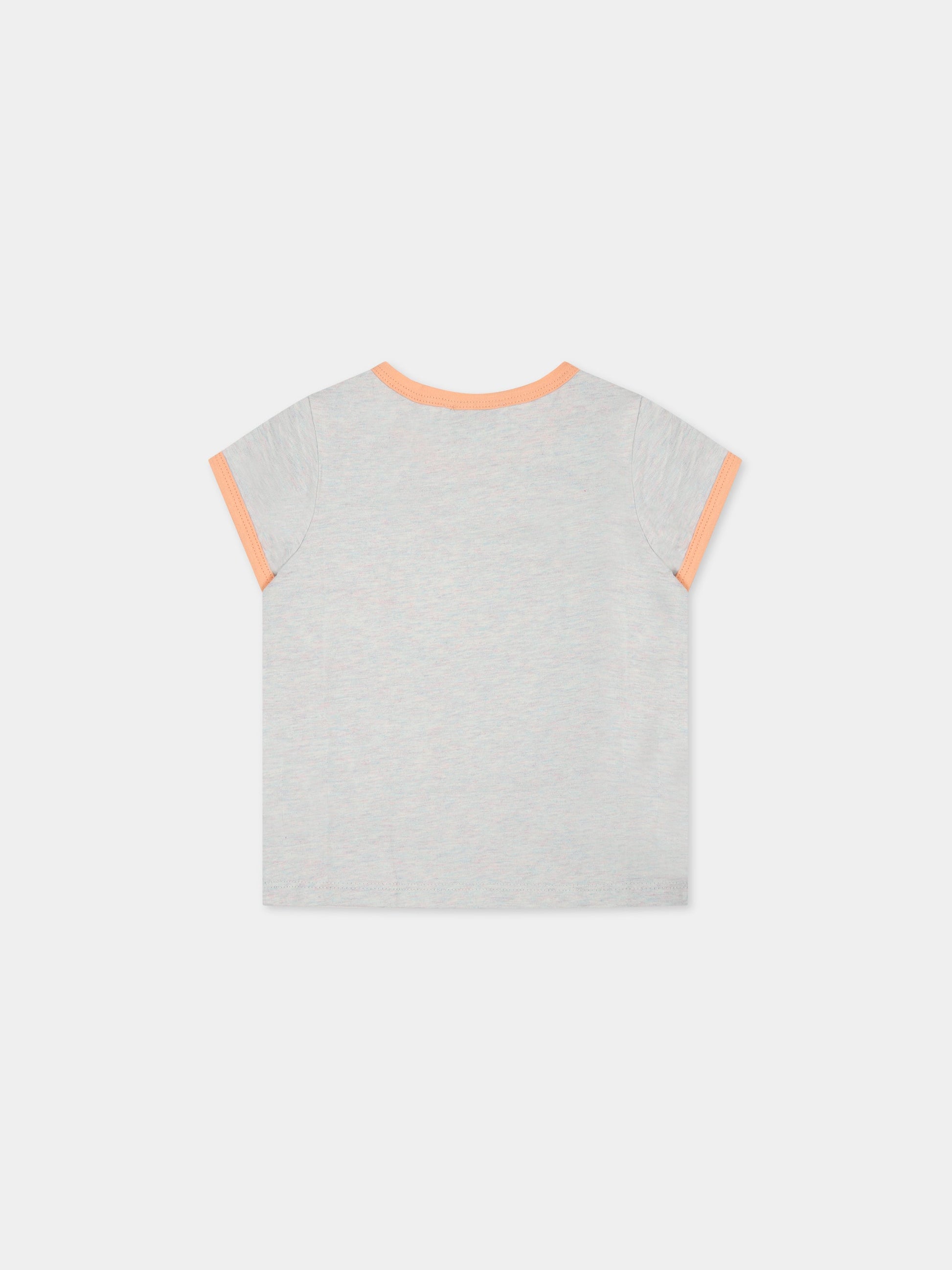 T-shirt grigia per neonata con stampa e tigre,Kenzo Kids,K05474 010