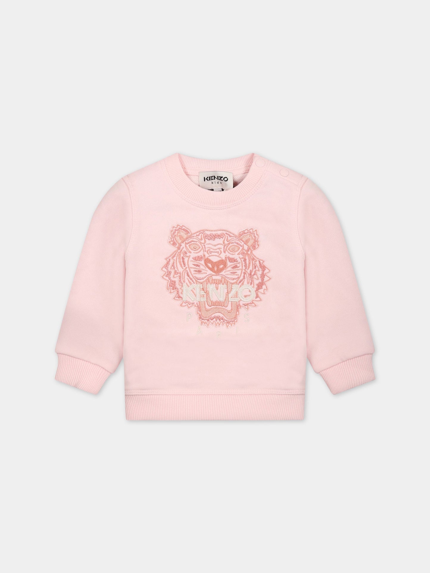 Felpa rosa per neonata con iconica tigre,Kenzo Kids,K05453 44D
