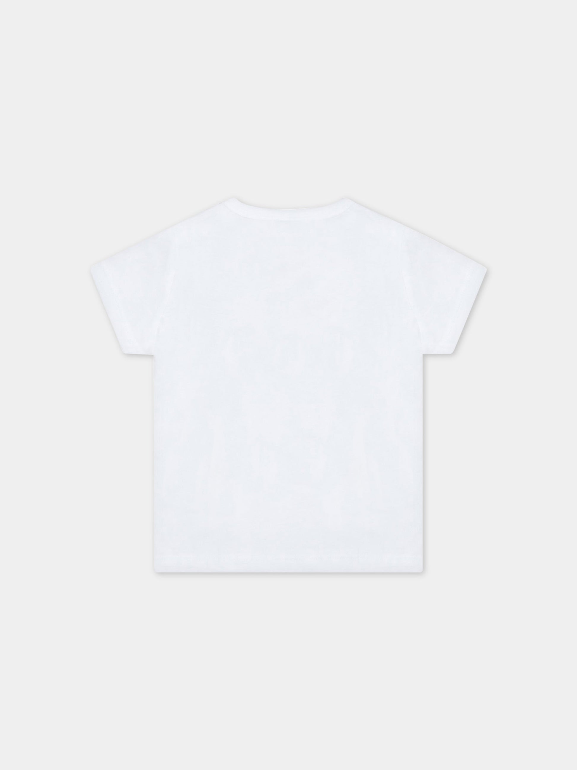 T-shirt bianca per neonata con tigre iconica e logo,Kenzo Kids,K05451 10B