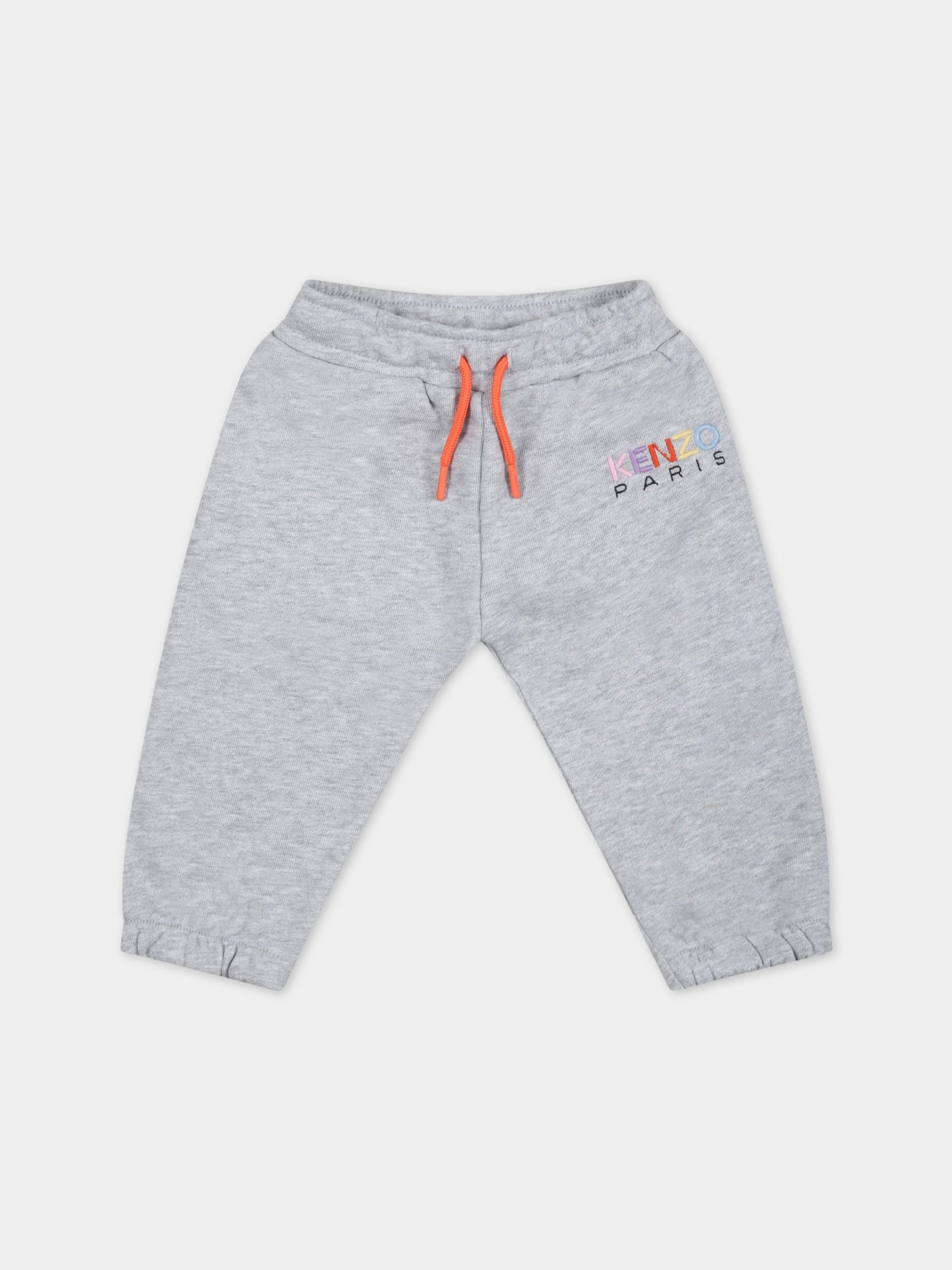 Pantaloni grigi da tuta per neonata con logo multicolor,Kenzo Kids,K04214 A41