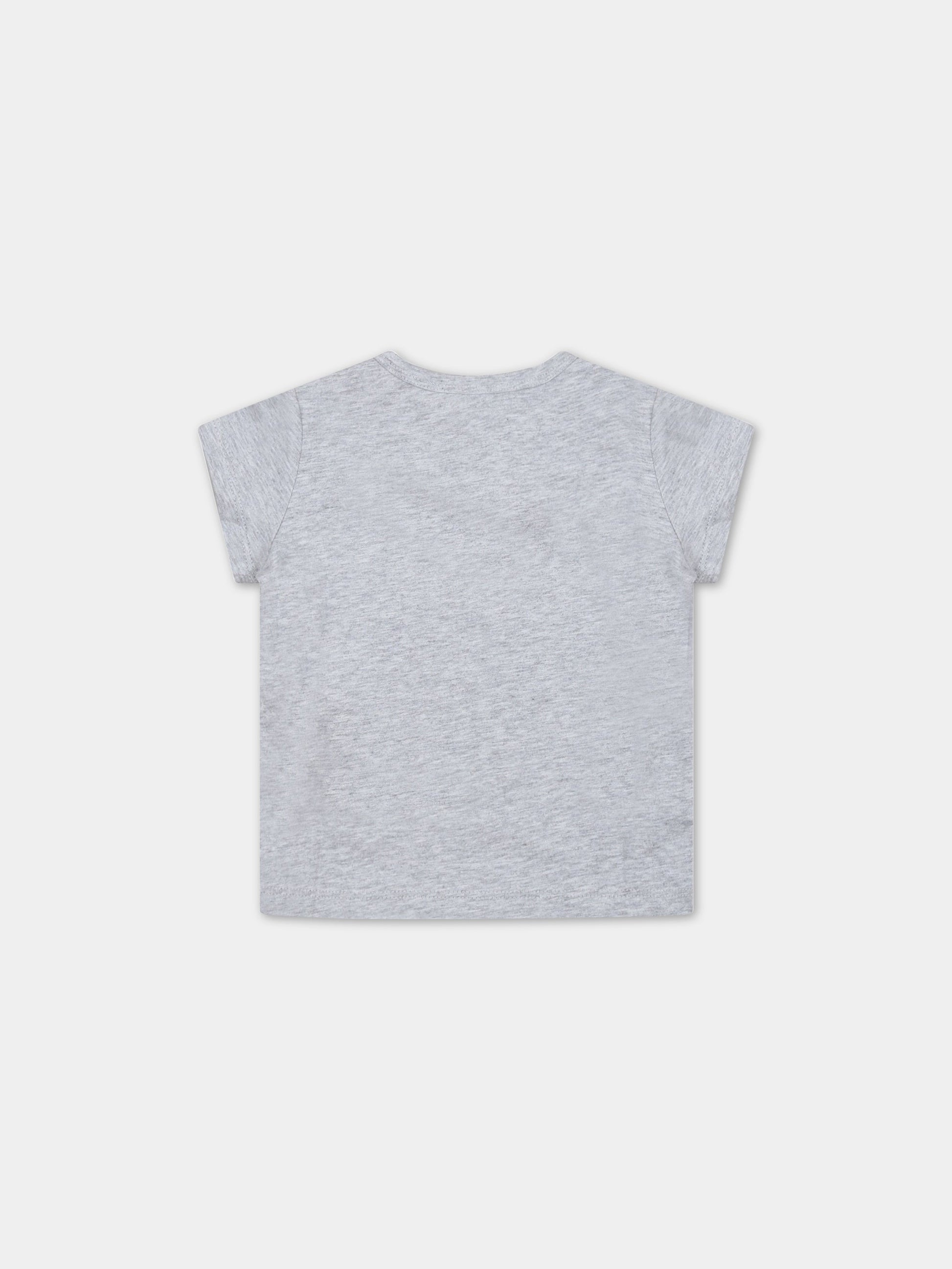 T-shirt grigia per neonata con logo multicolor,Kenzo Kids,K05479 A41