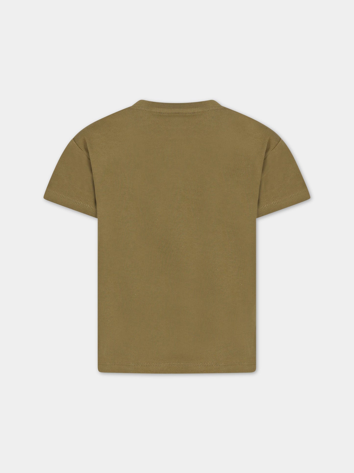 T-shirt verde per bambino con giraffa e logo,Kenzo Kids,K25781 626