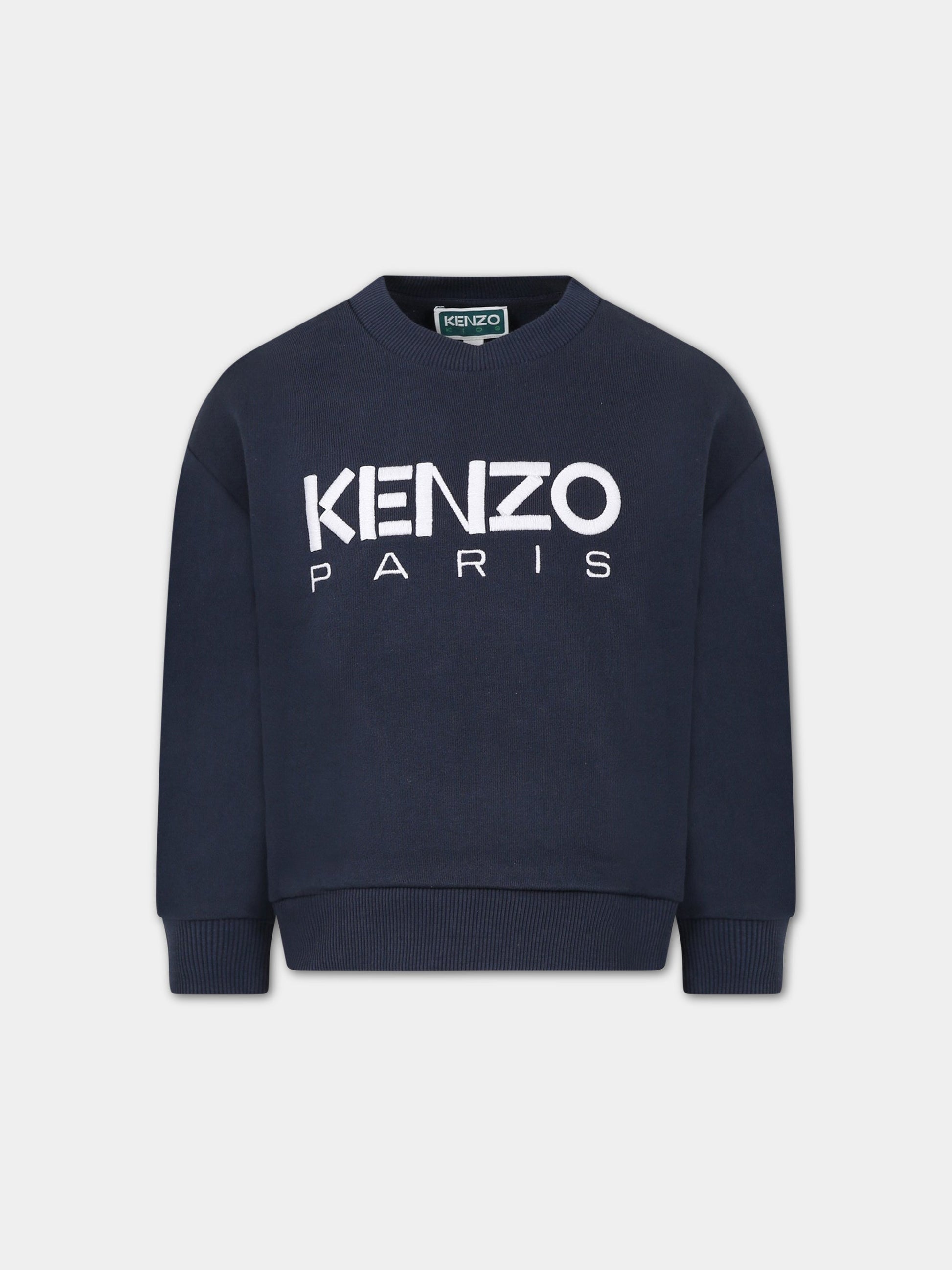 Felpa blu per bambino con  logo,Kenzo Kids,K25774 857