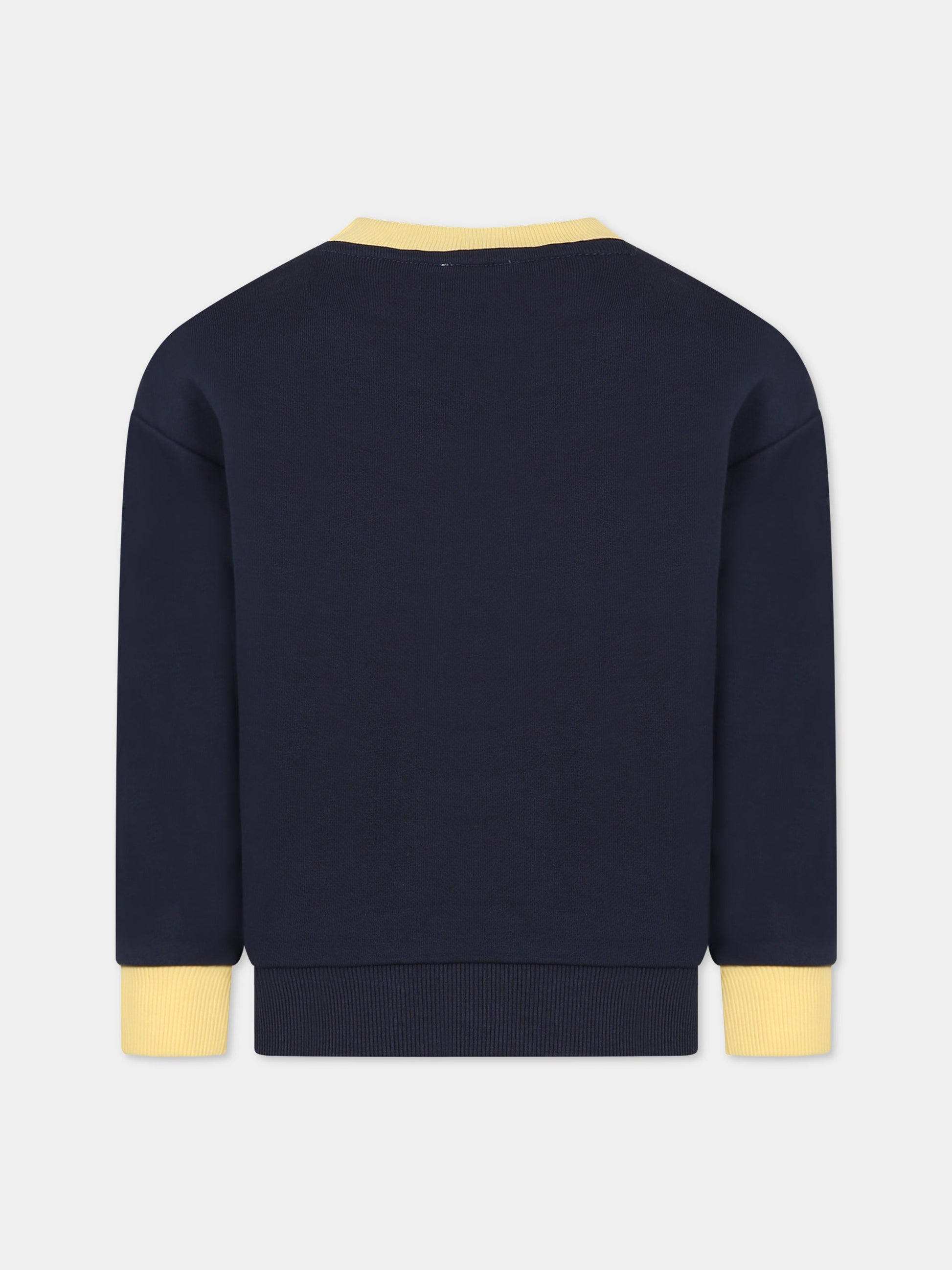 Felpa blu per bambino con Kotora e logo,Kenzo Kids,K25793 857