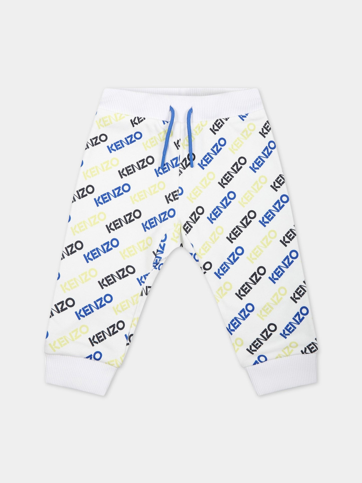 Pantalone bianco per neonato con logo multicolor,Kenzo Kids,K04206 10P