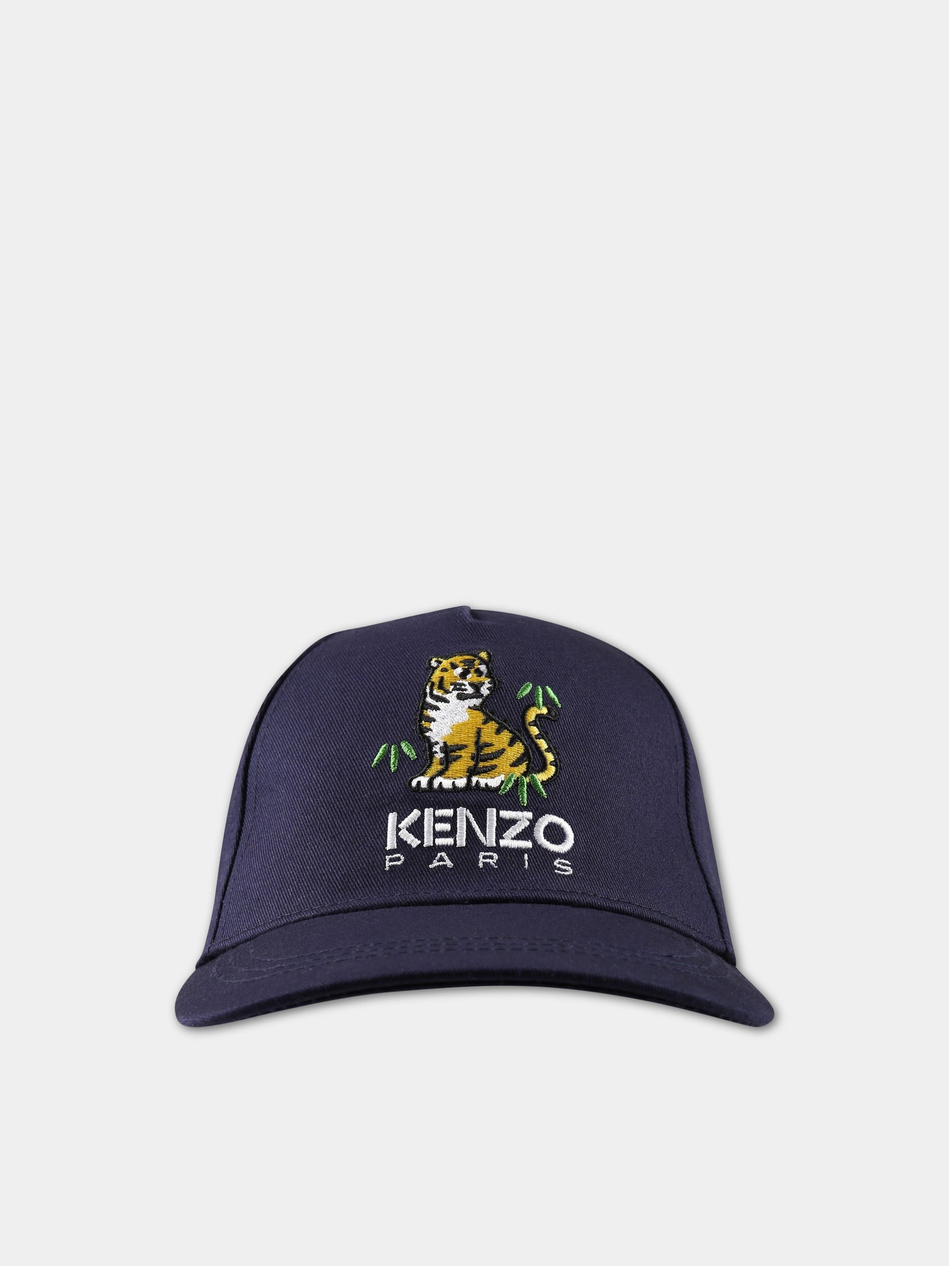 Cappello blu per bambino con tigre e logo,Kenzo Kids,K51028 857