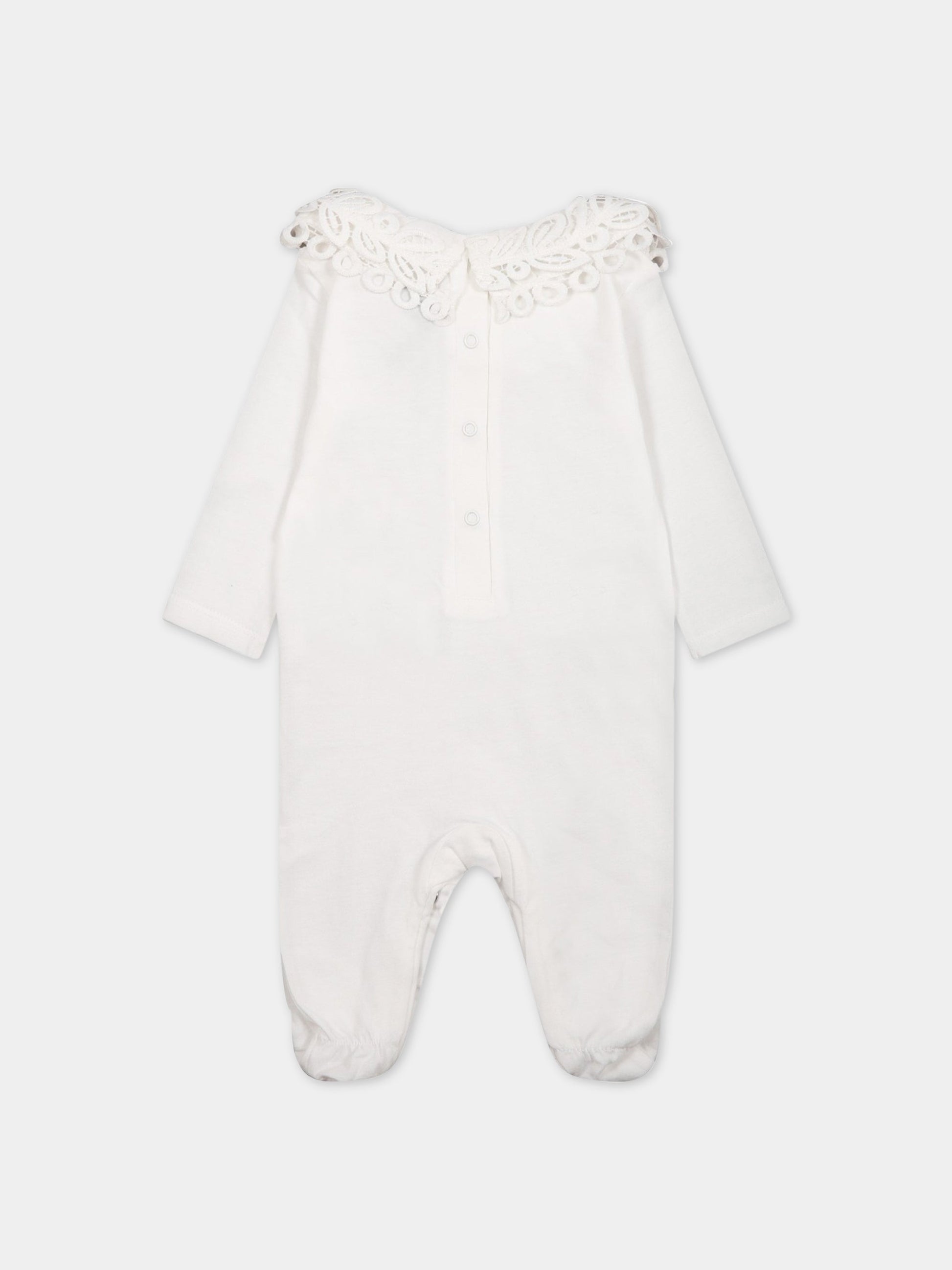 Tutina bianca per neonata con logo,Ermanno Scervino Junior,SNTU001C JE199 0001