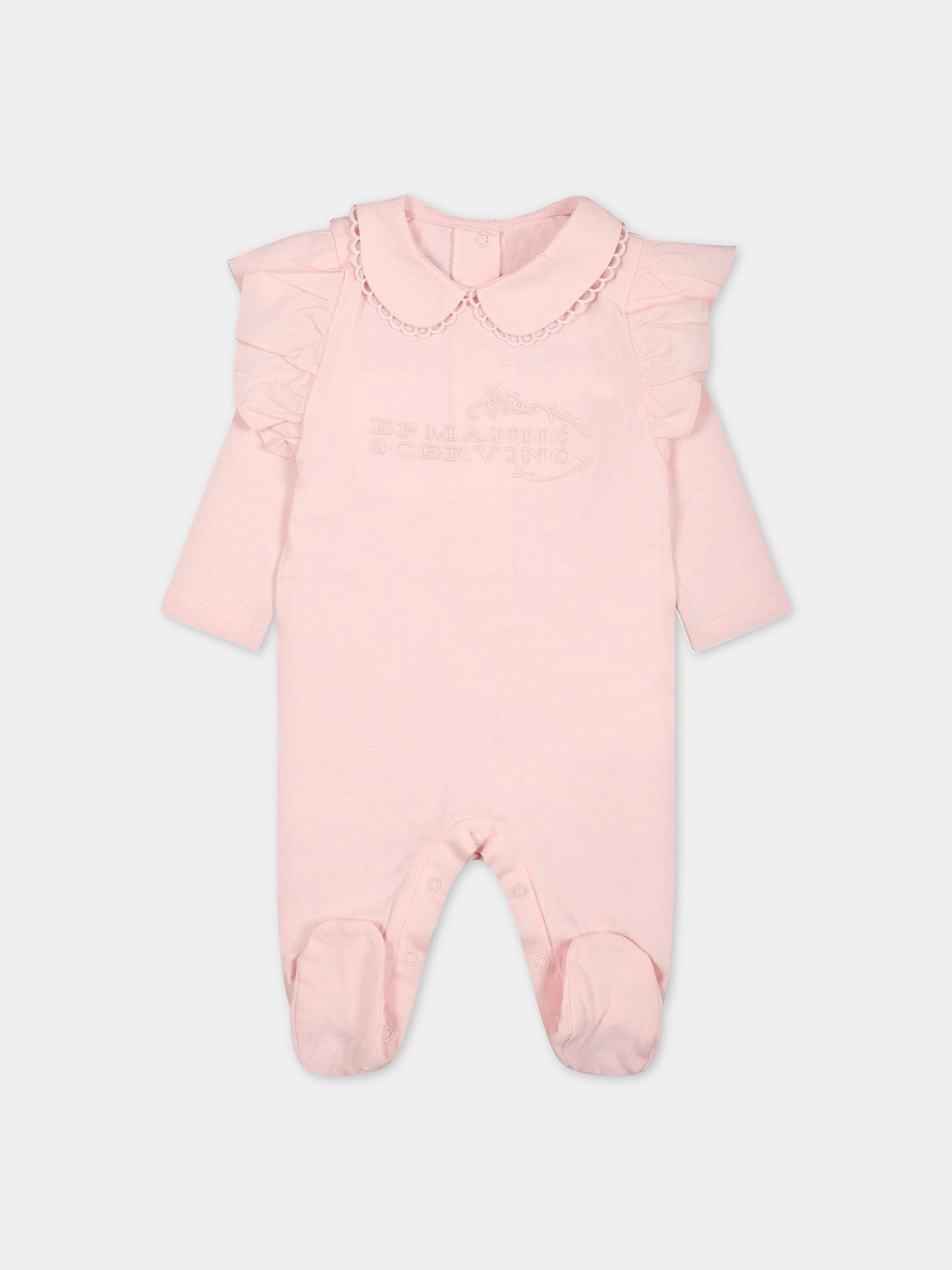 Tutina rosaa per neonata con logo,Ermanno Scervino Junior,SNTU003C JE199 C001