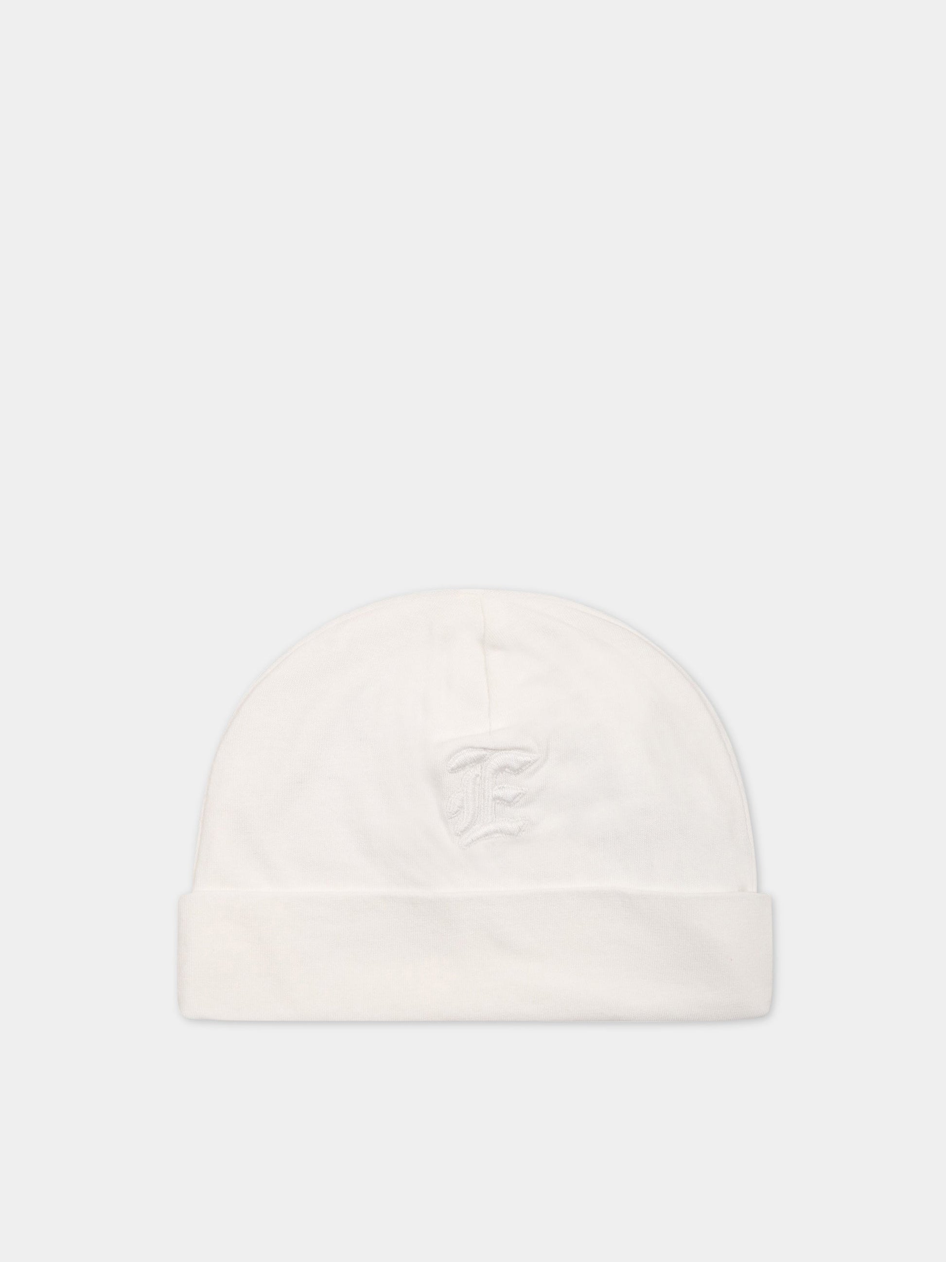 Cappello bianco per neonata con logo,Ermanno Scervino Junior,SNCP001C JE199 0001