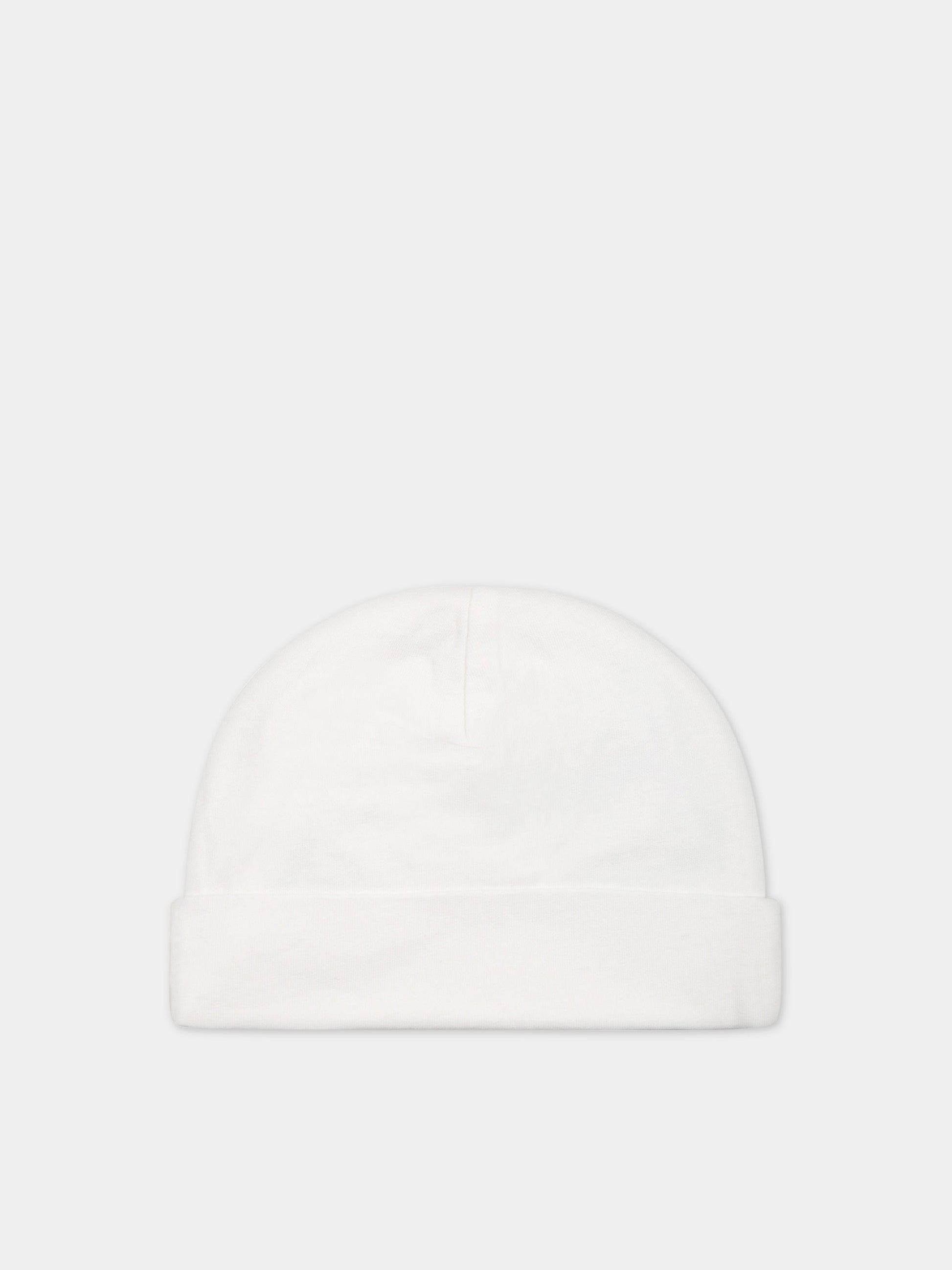 Cappello bianco per neonata con logo,Ermanno Scervino Junior,SNCP001C JE199 0001