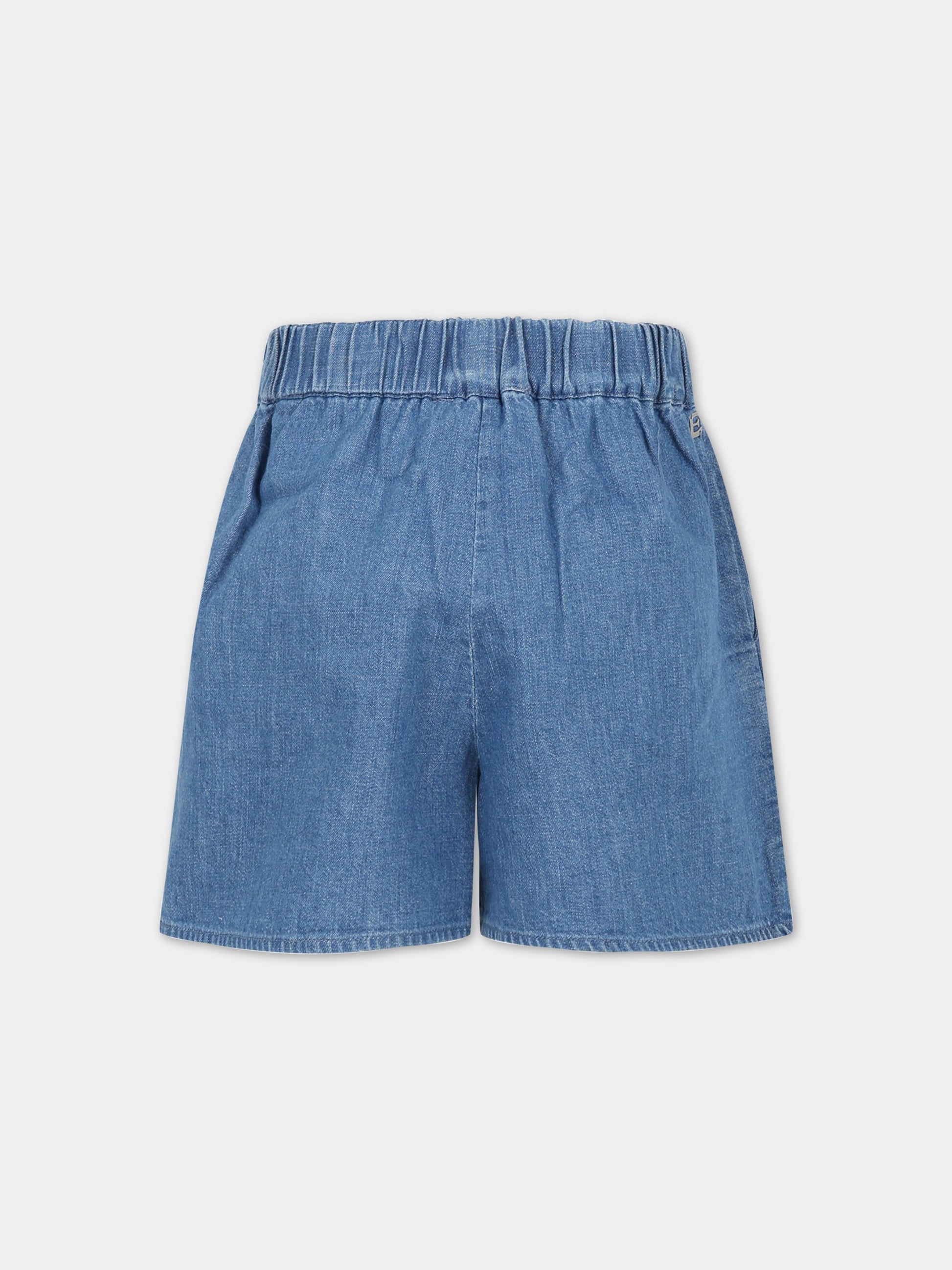 Shorts blu per bambina con logo,Ermanno Scervino Junior,SFBE025C DF020 4006