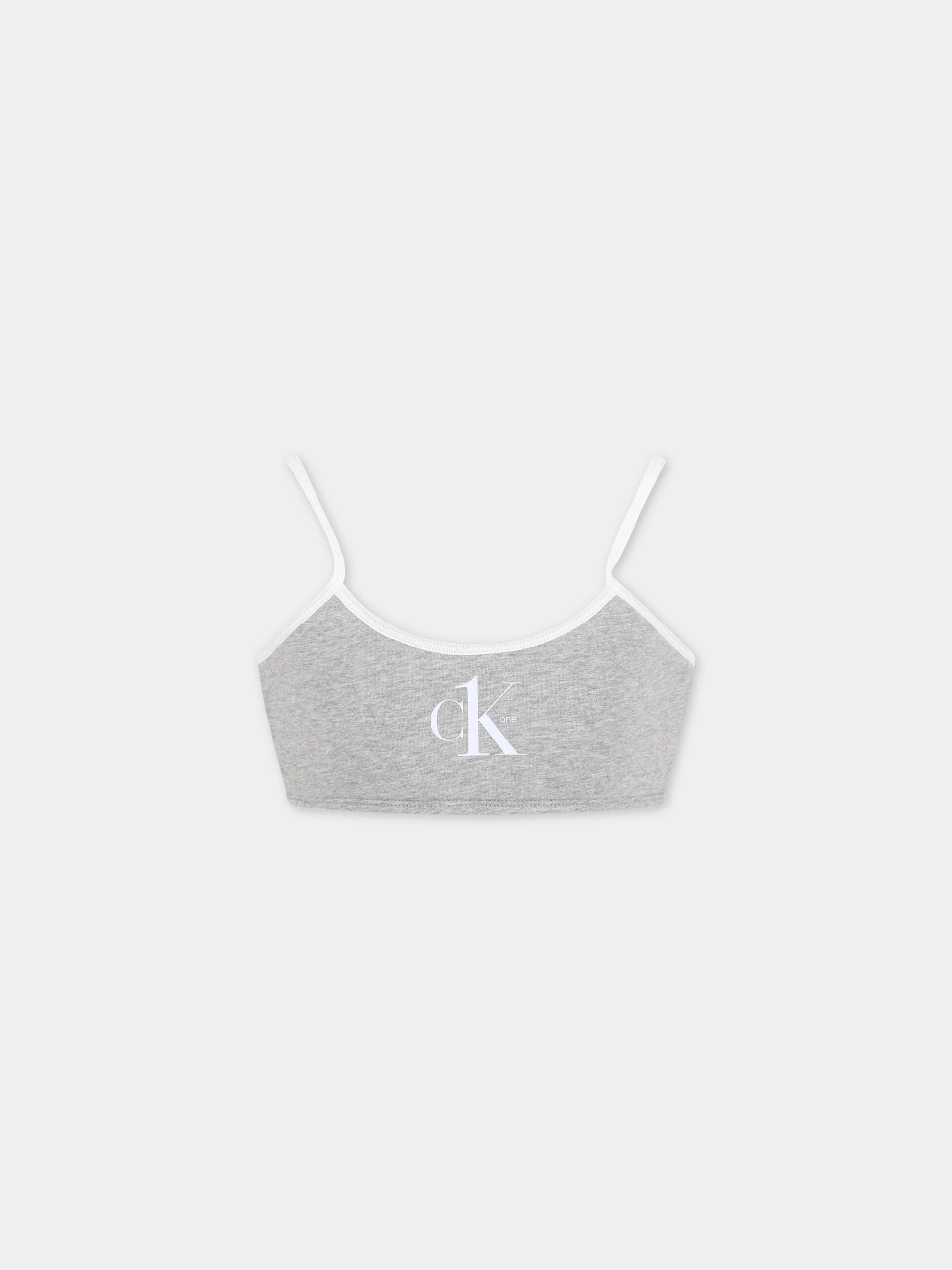 Top grigio per bambina,Calvin Klein Kids,G80G800538 P6S