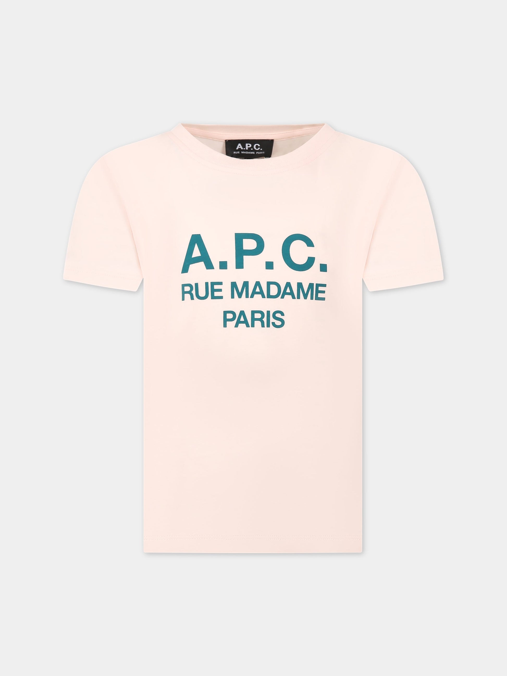 Pink t-shirt for girl with logo,A.p.c.,COEZE E26139FAB