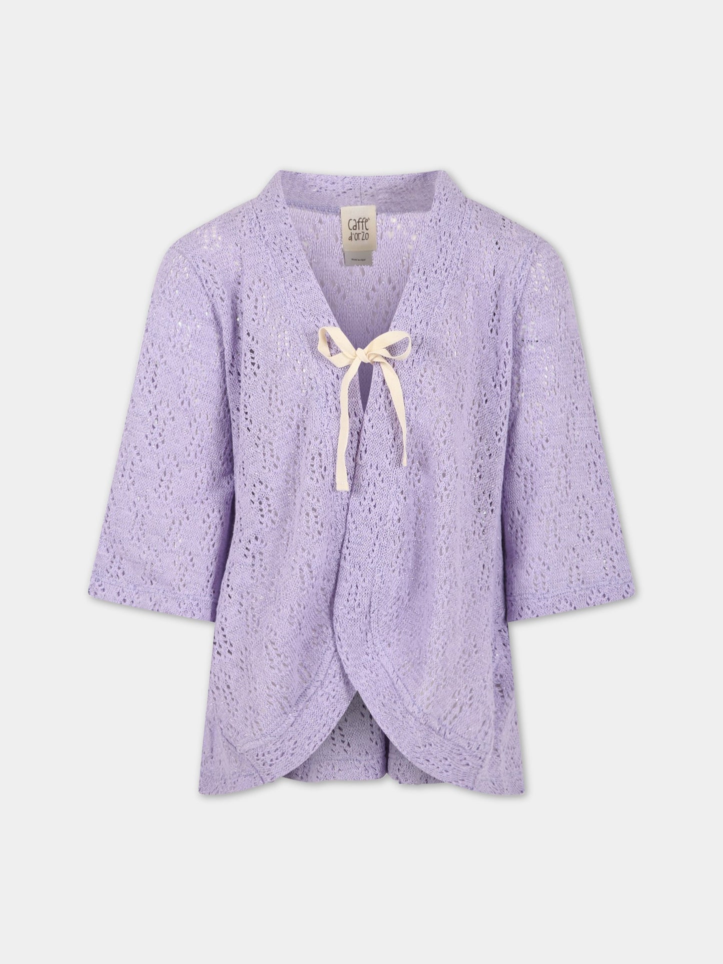 Cardigan viola per bambina con dettagli in lurex,Caffe' D'orzo,ZS9A30 Q0009 522