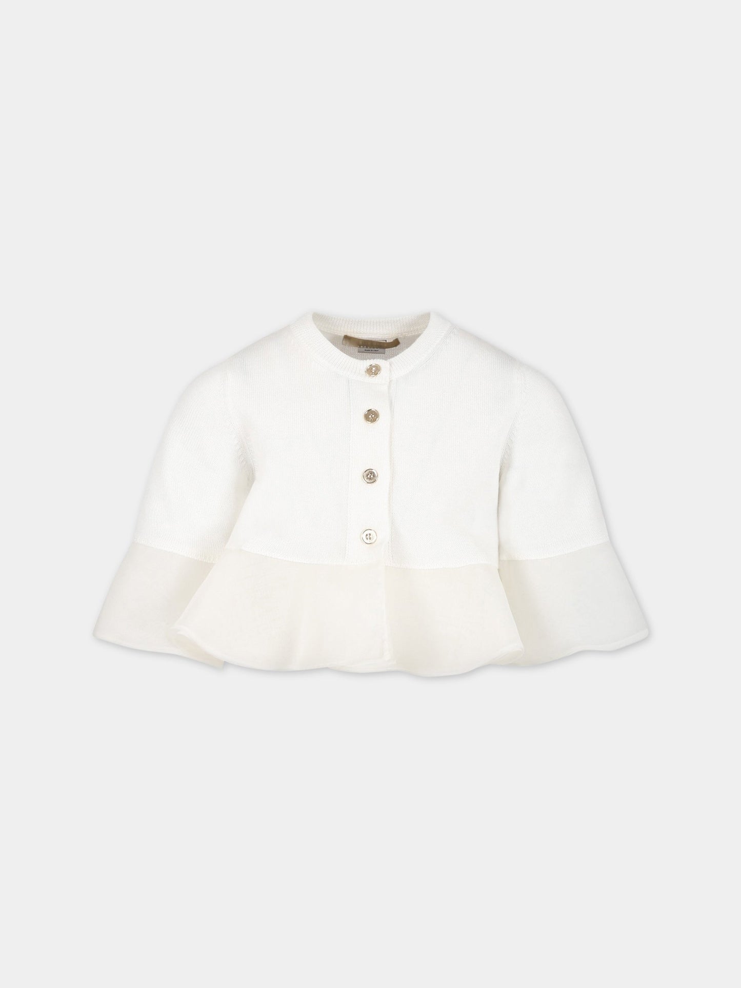 Cardigan bianco per bambina,Elie Saab,LS9A00 X0019 101