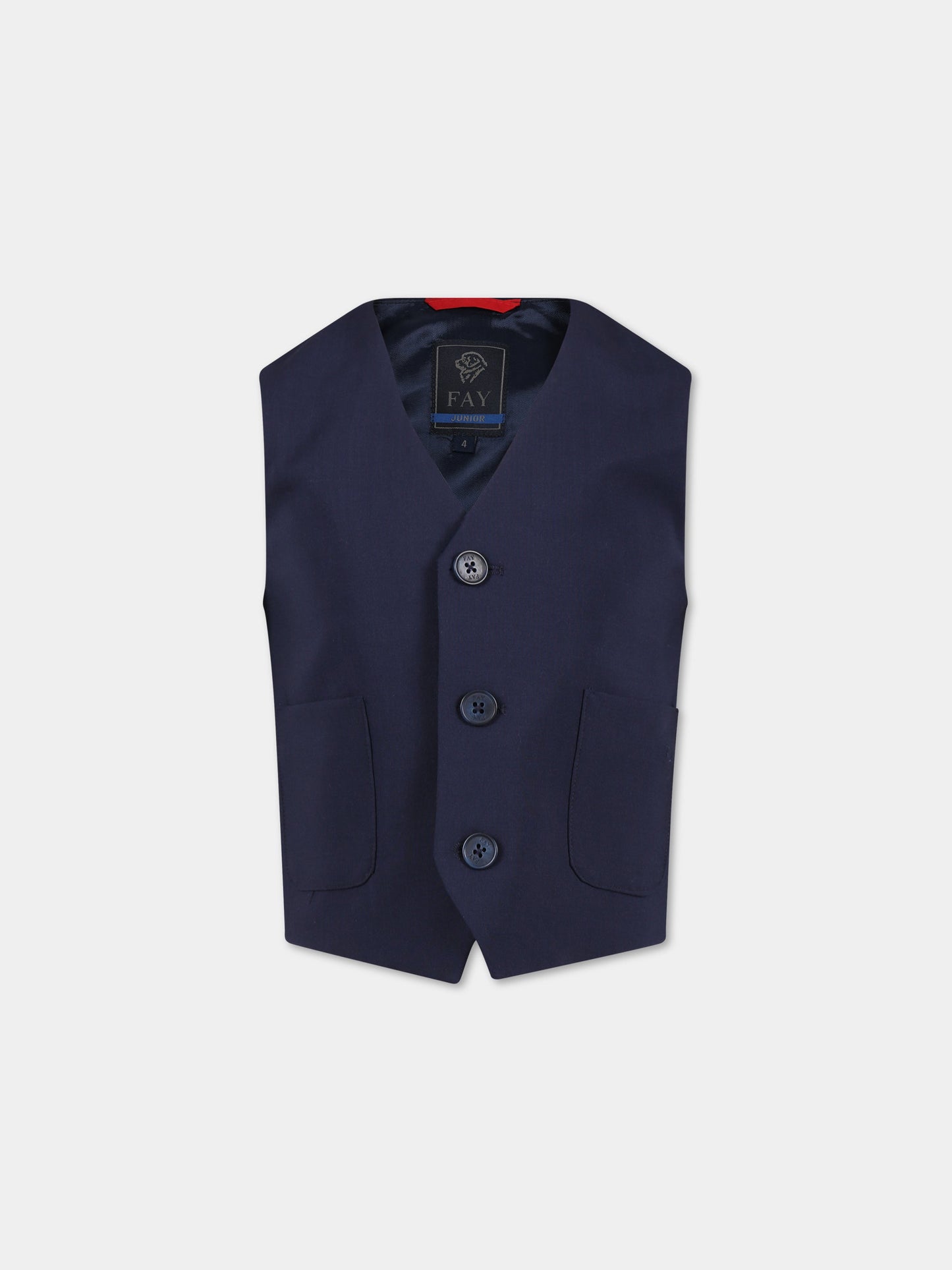 Panciotto blu per bambino con logo,Fay Kids,FS2Q02 I0142 621