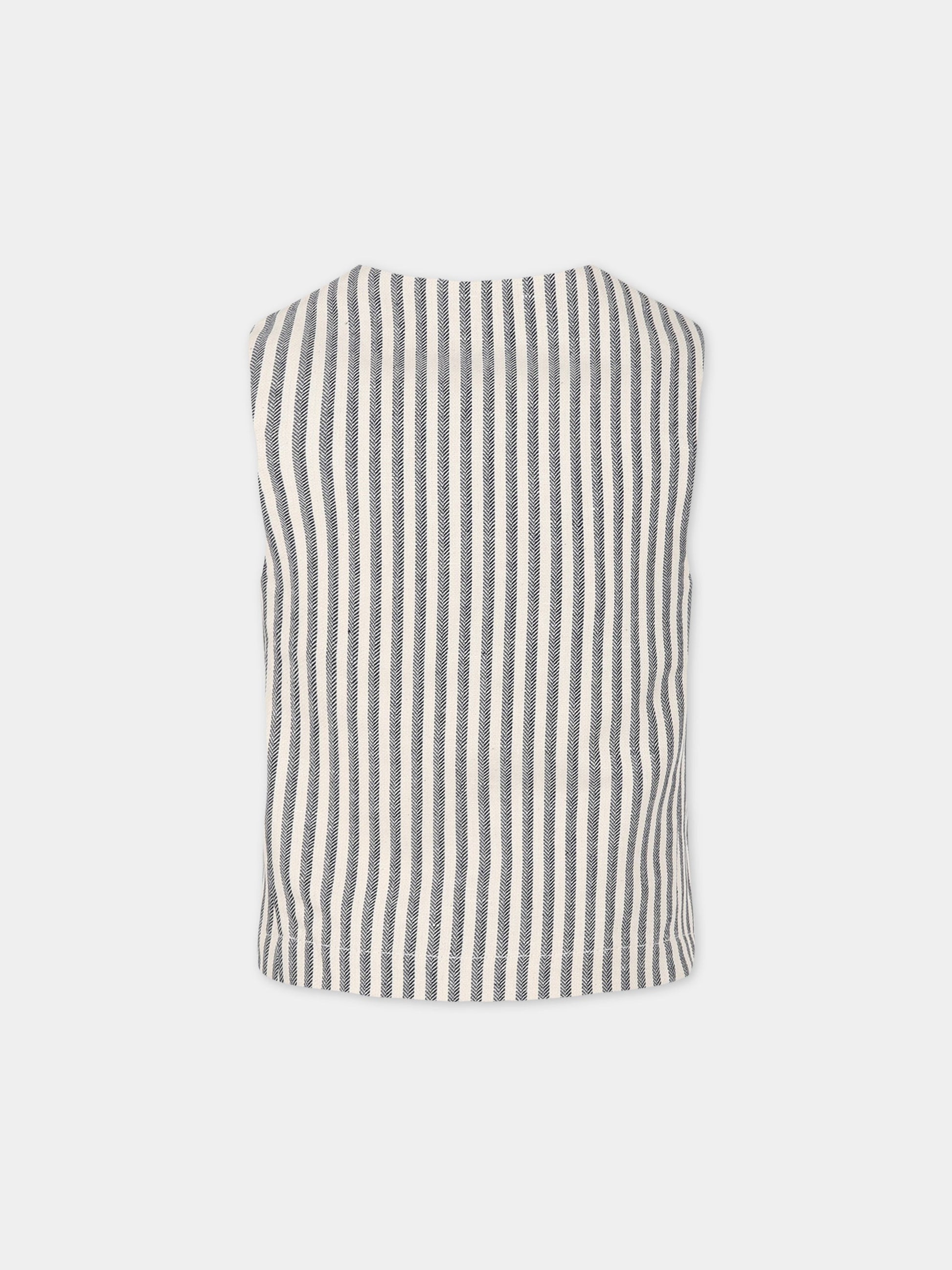 Giacca panciotto multicolor per bambino a righe,Fay Kids,FS2Q22 G0095 101BL