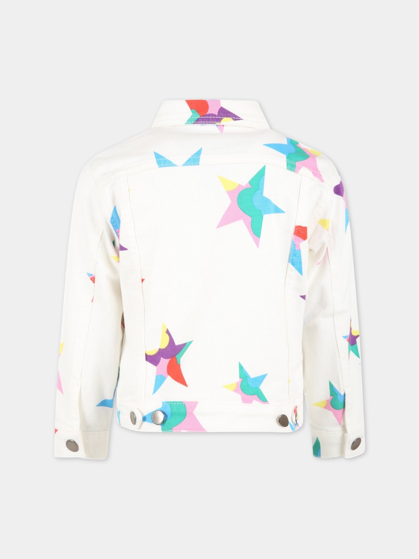 Giacca bianca denim per bambina con stelle colorate,Stella Mccartney Kids,TS2A87 Z0858 100MC