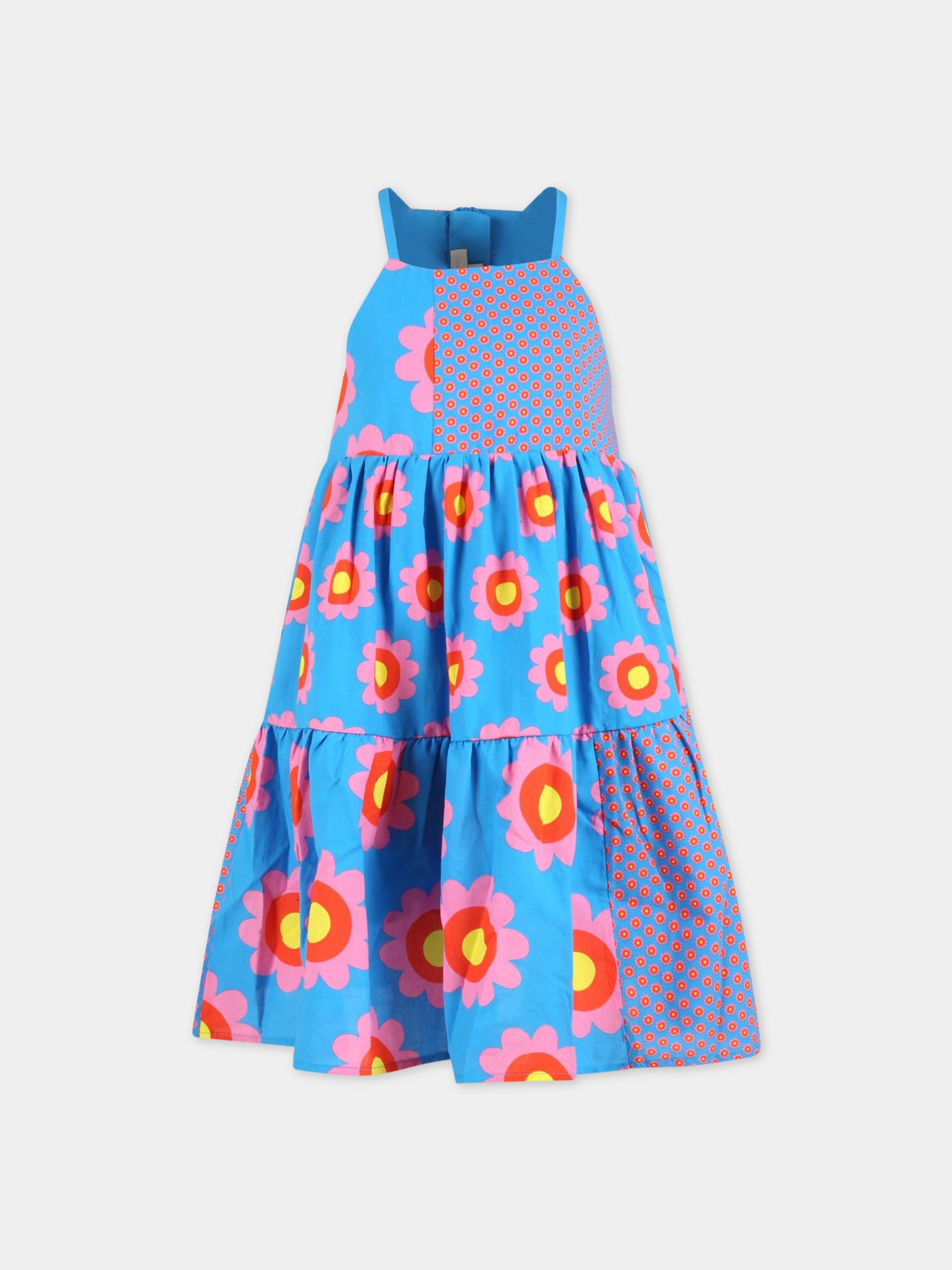 Vestito azzurro per bambina con fiori,Stella Mccartney Kids,TS1C42 Z0919 610MC
