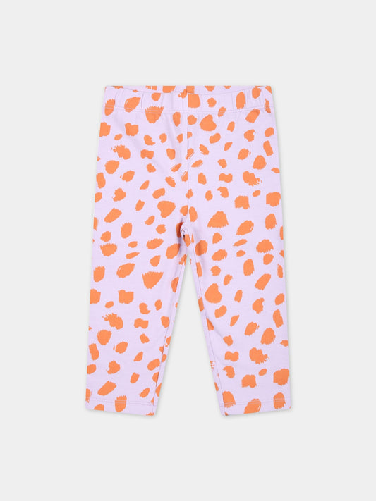 Leggings viola per neonata con stampa animalier,Stella Mccartney Kids,TS6200 Z1216 517AR