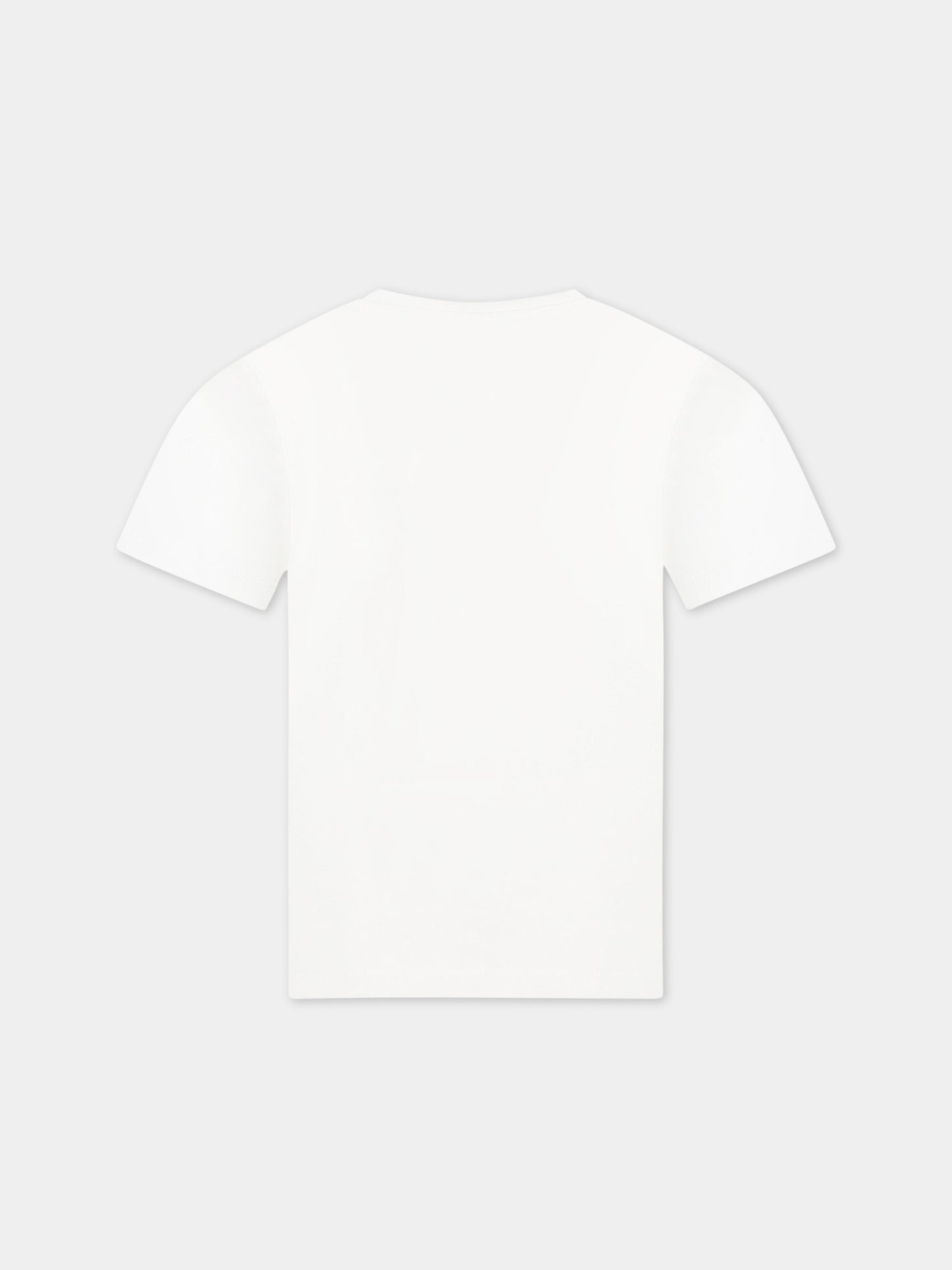 T-shirt bianca per bambina con logo e animali,Stella Mccartney Kids,TS8D01 Z0434 101