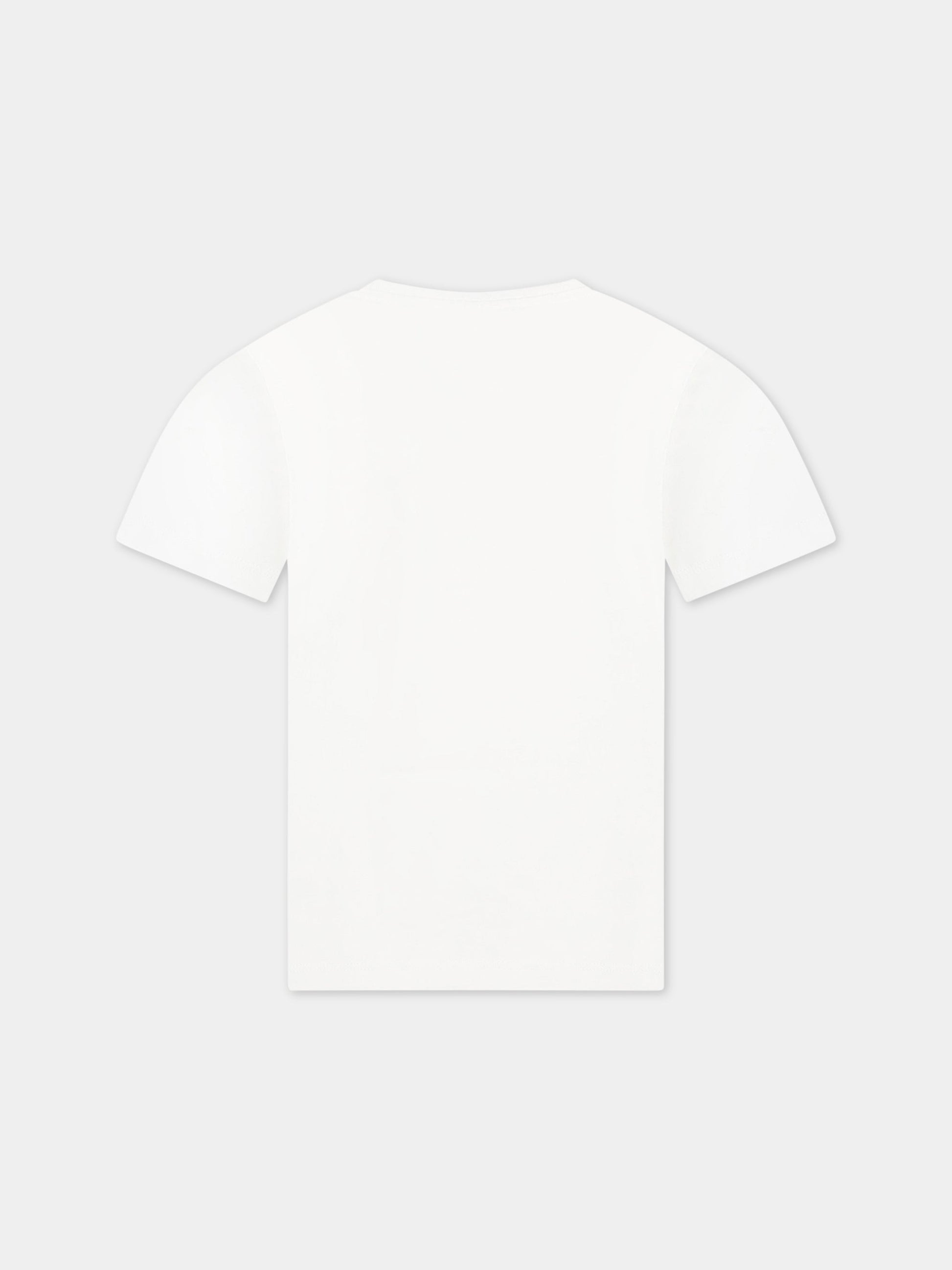 T-shirt bianca per bambina con stivali e logo,Stella Mccartney Kids,TS8D31 Z0434 101