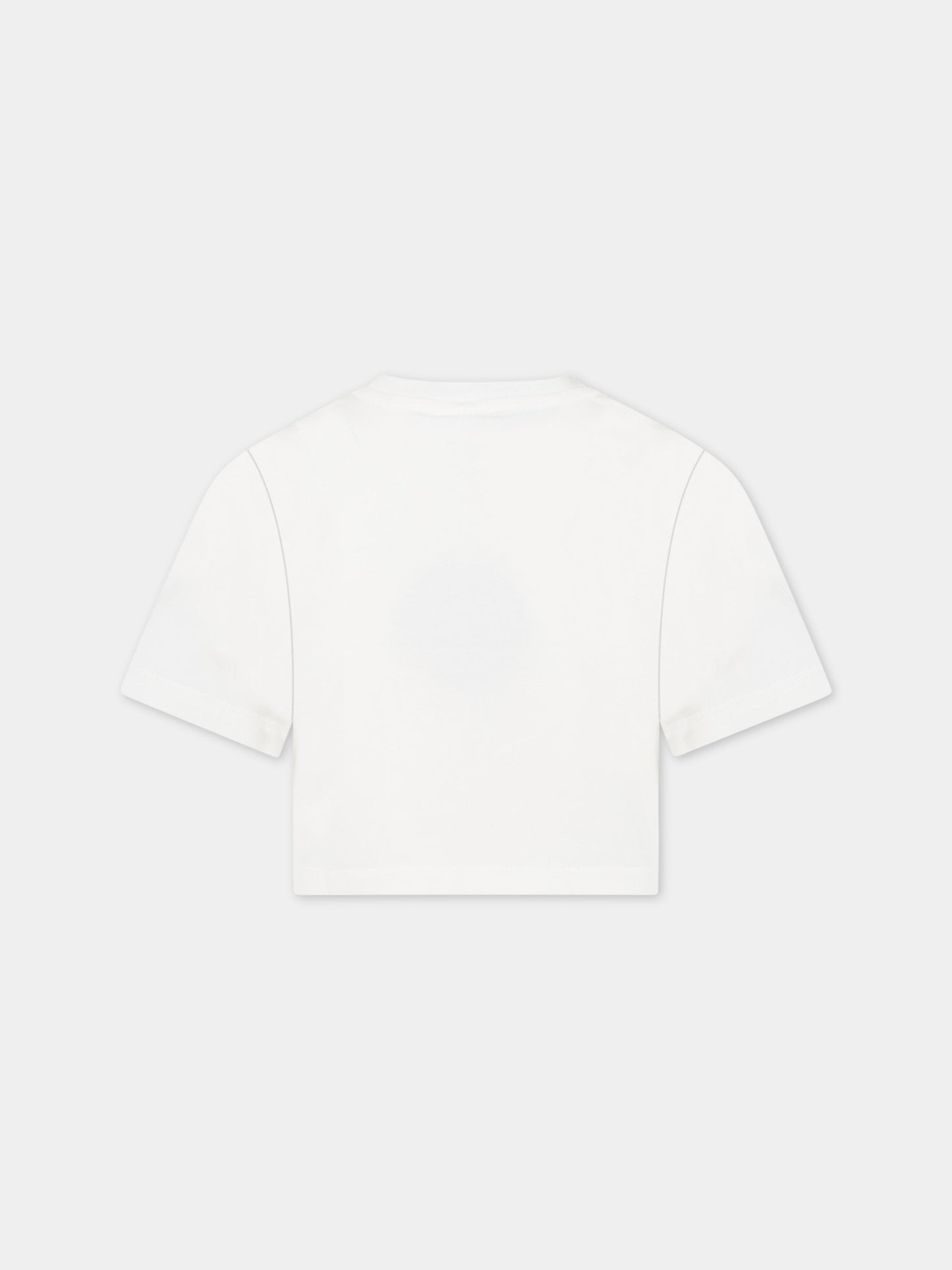 T-shirt bianca per bambina con logo,Stella Mccartney Kids,TS8A21 Z0434 101