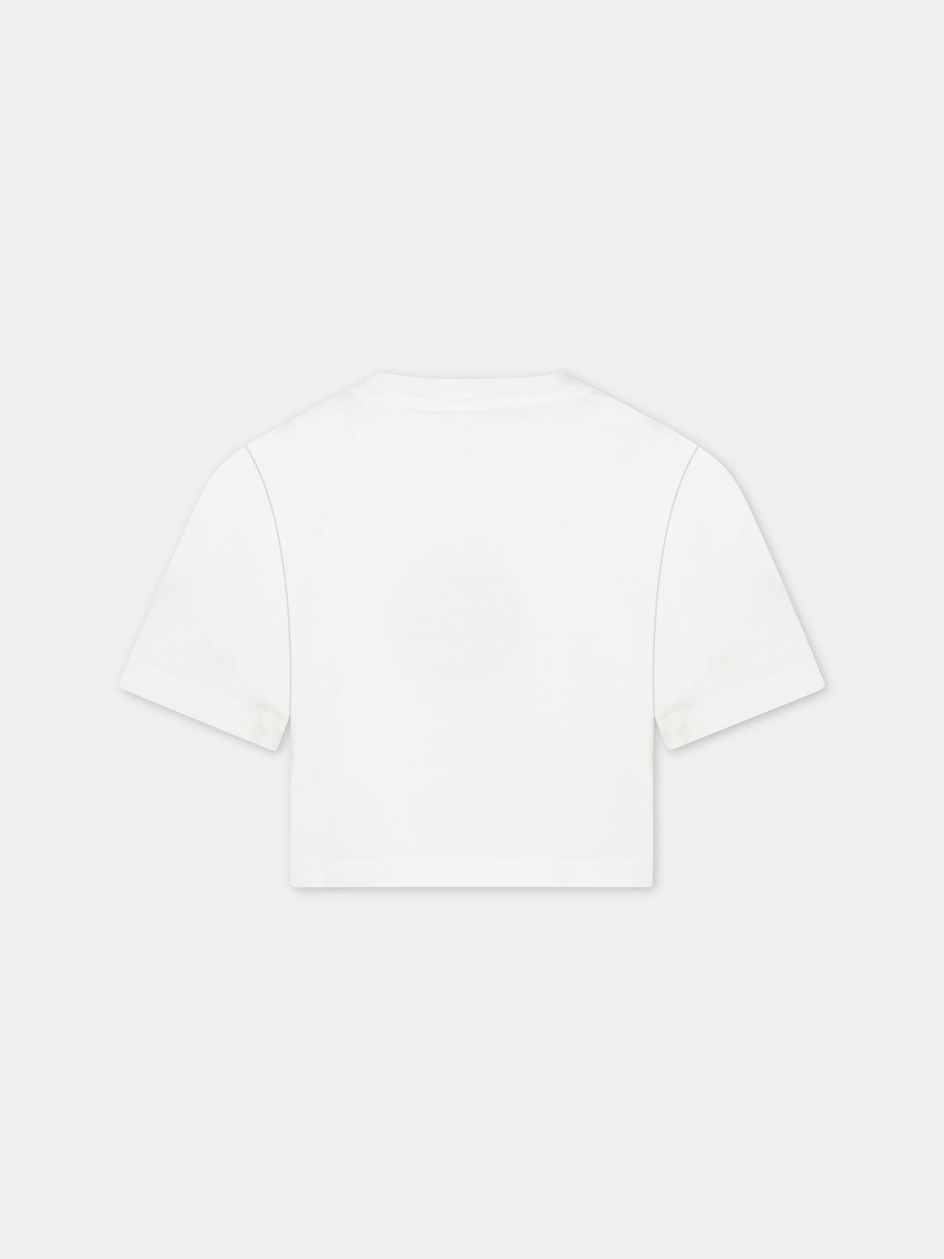 T-shirt bianca per bambina con logo,Stella Mccartney Kids,TS8A21 Z0434 101