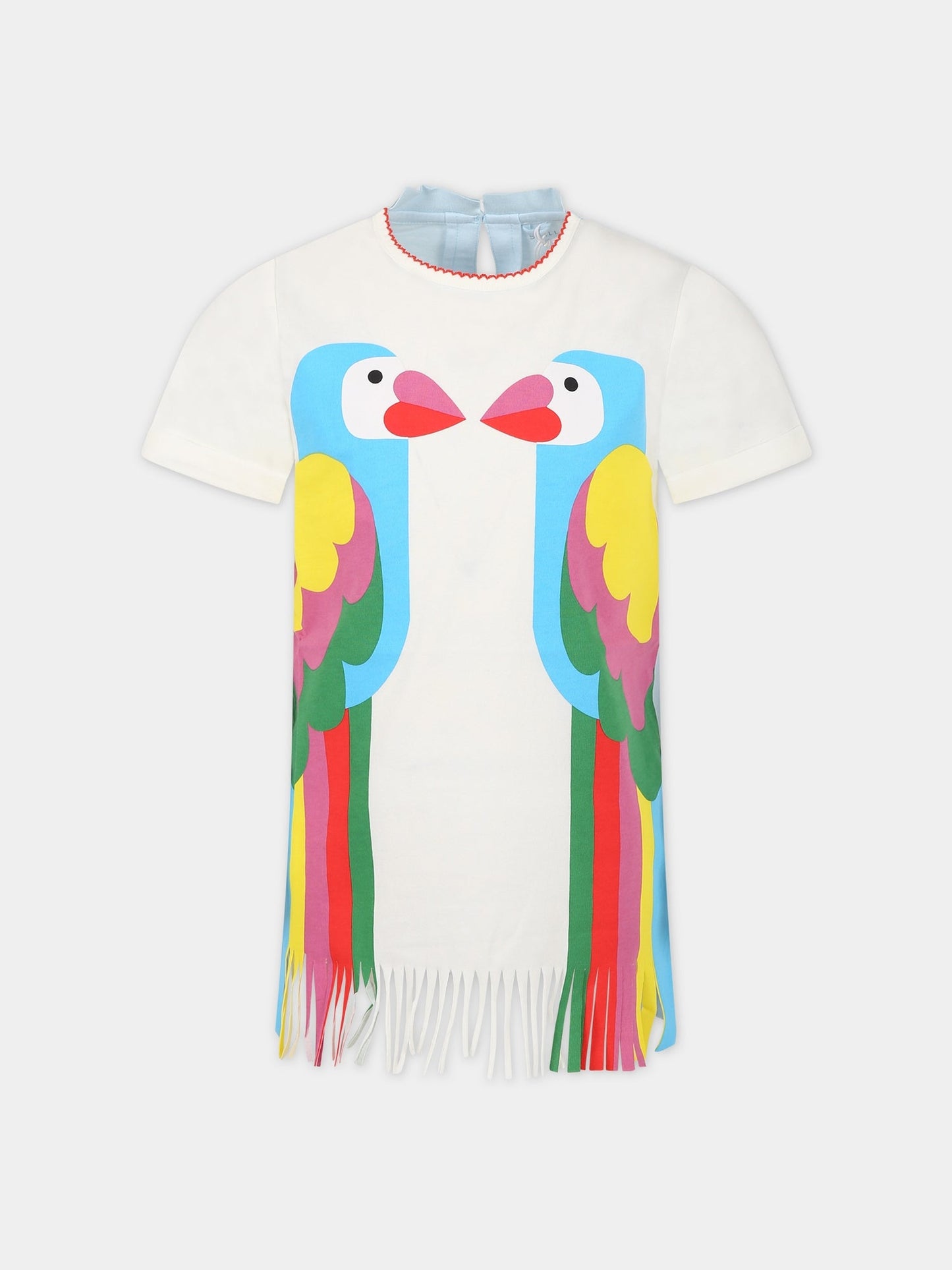 Vestito bianco per bambina con stampa pappagalli,Stella Mccartney Kids,TS1D61 Z0434 101