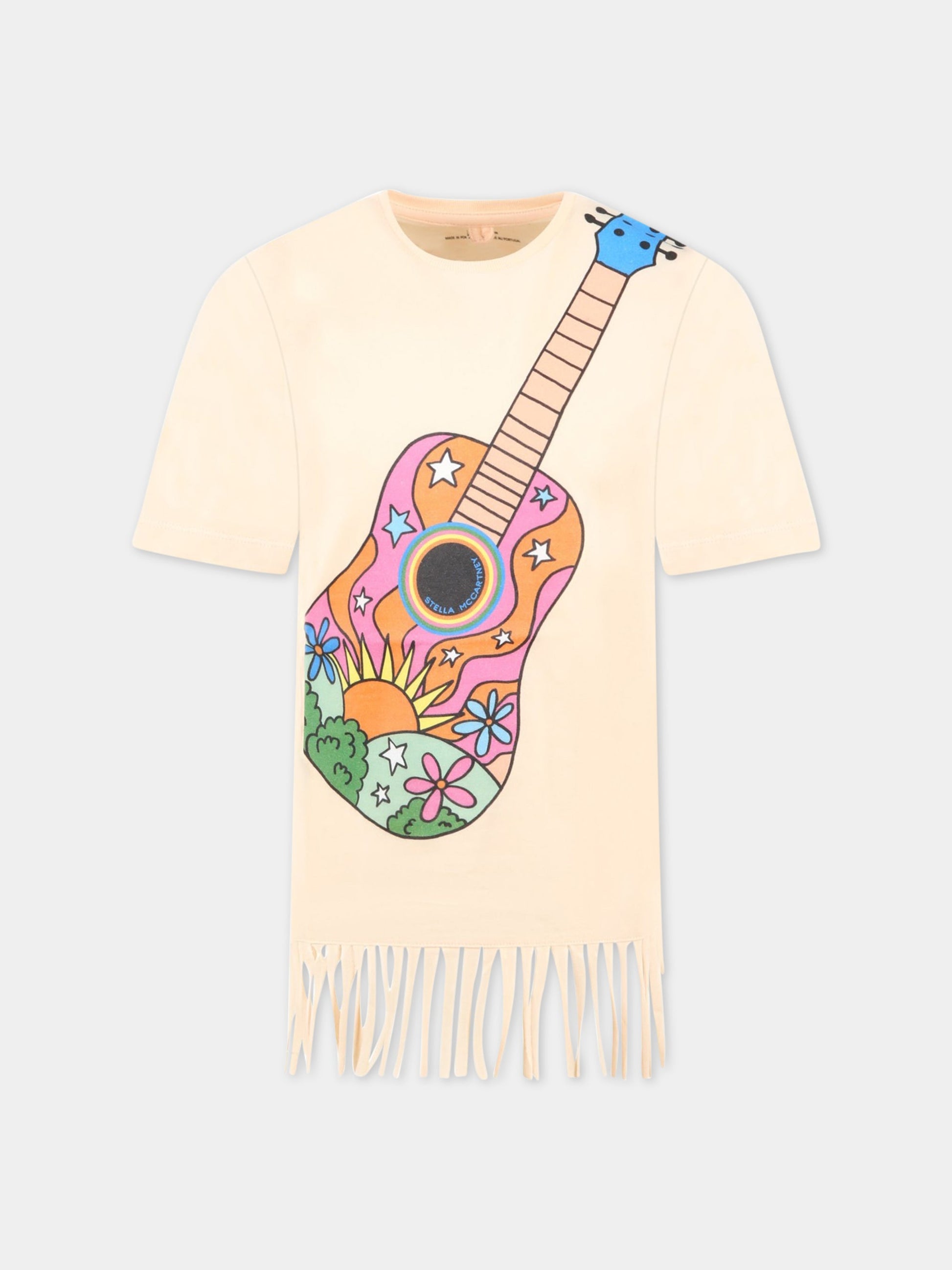T-shirt rosa con stampa chitarra per bambina,Stella Mccartney Kids,TS1F11 Z0434 504
