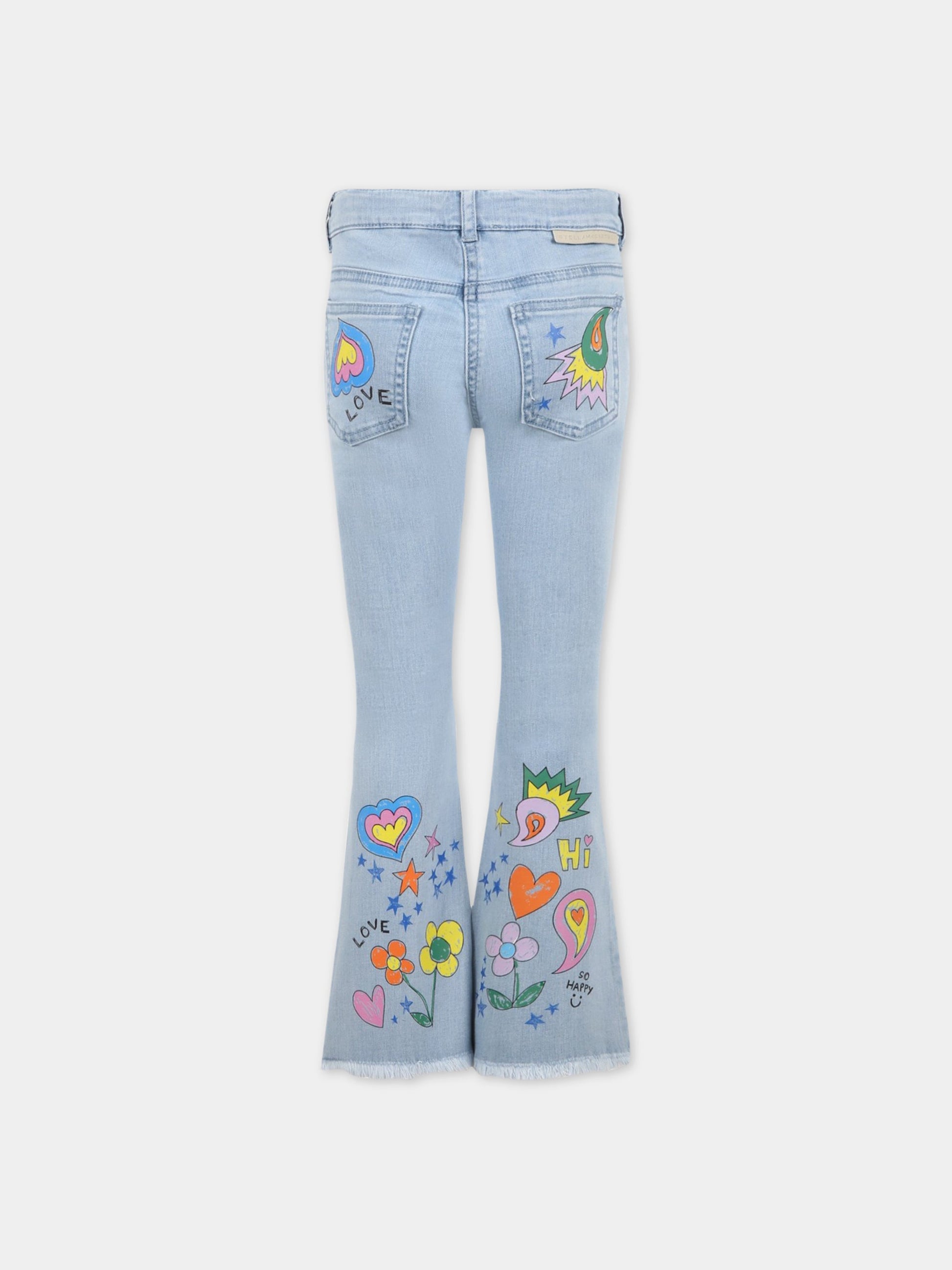 Jeans celesti per bambina con disegni,Stella Mccartney Kids,TS6A20 Z0153 604
