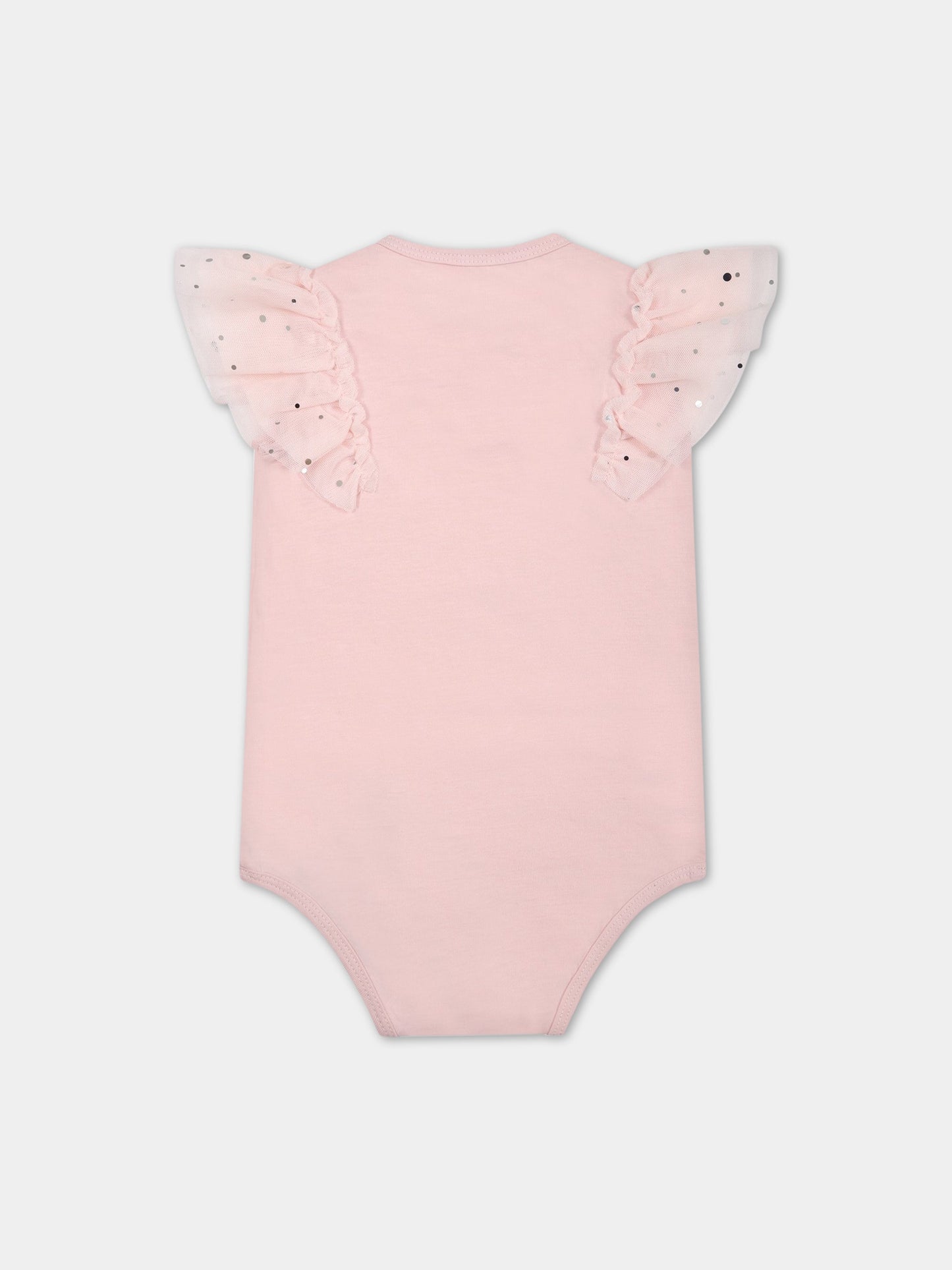 Body rosa per neonata con paillettes,Stella Mccartney Kids,TSA122 Z0434 501