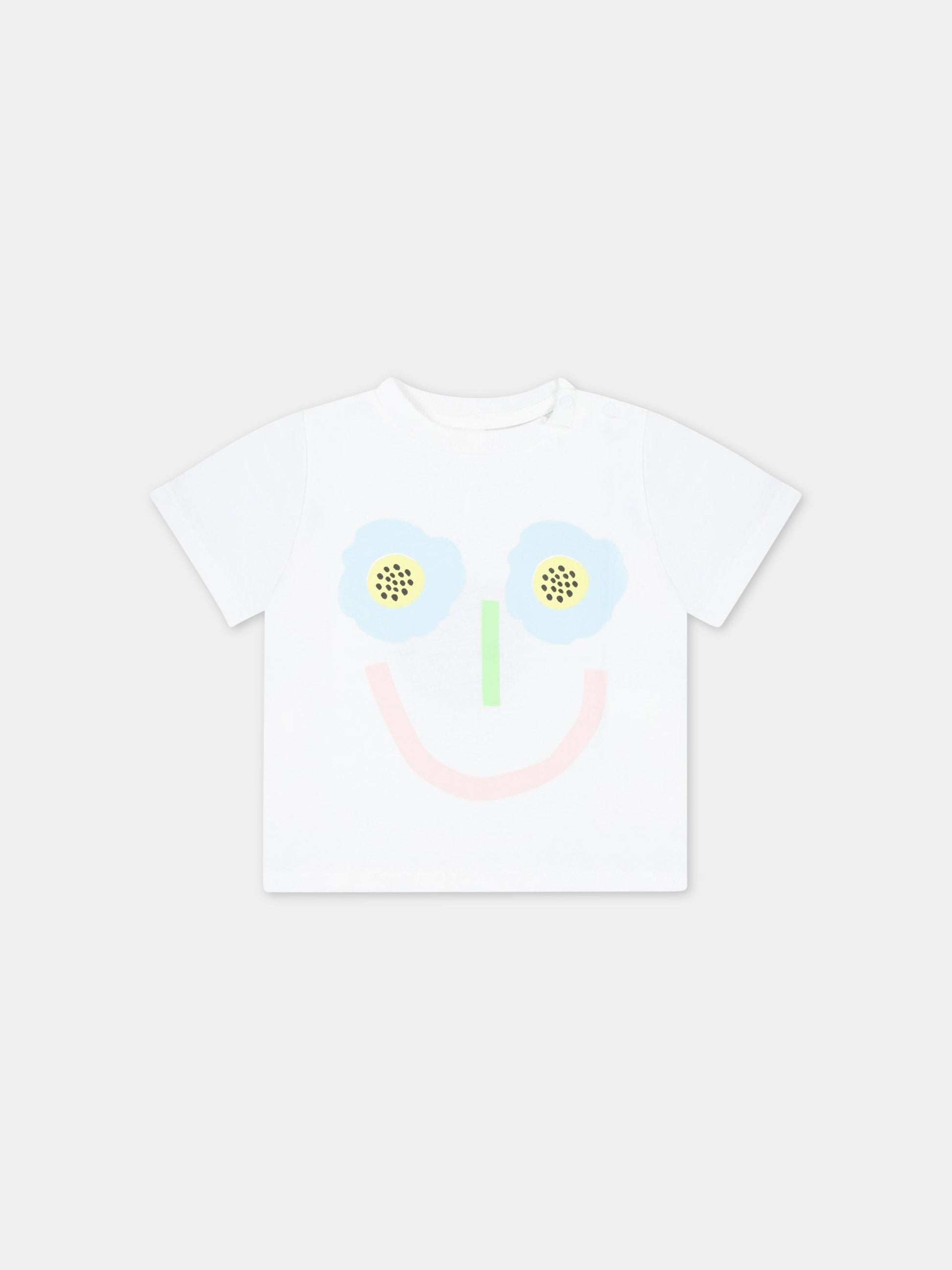 T-shirt bianca per neonata con smile,Stella Mccartney Kids,TS8061 Z0434 101
