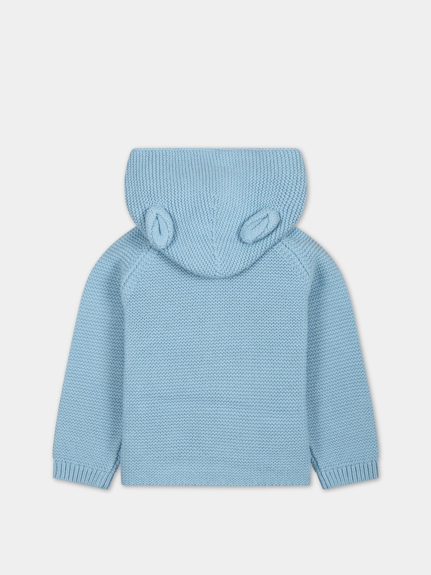 Cardigan celeste per neonato con orecchie,Stella Mccartney Kids,TS9520 Z1144 606