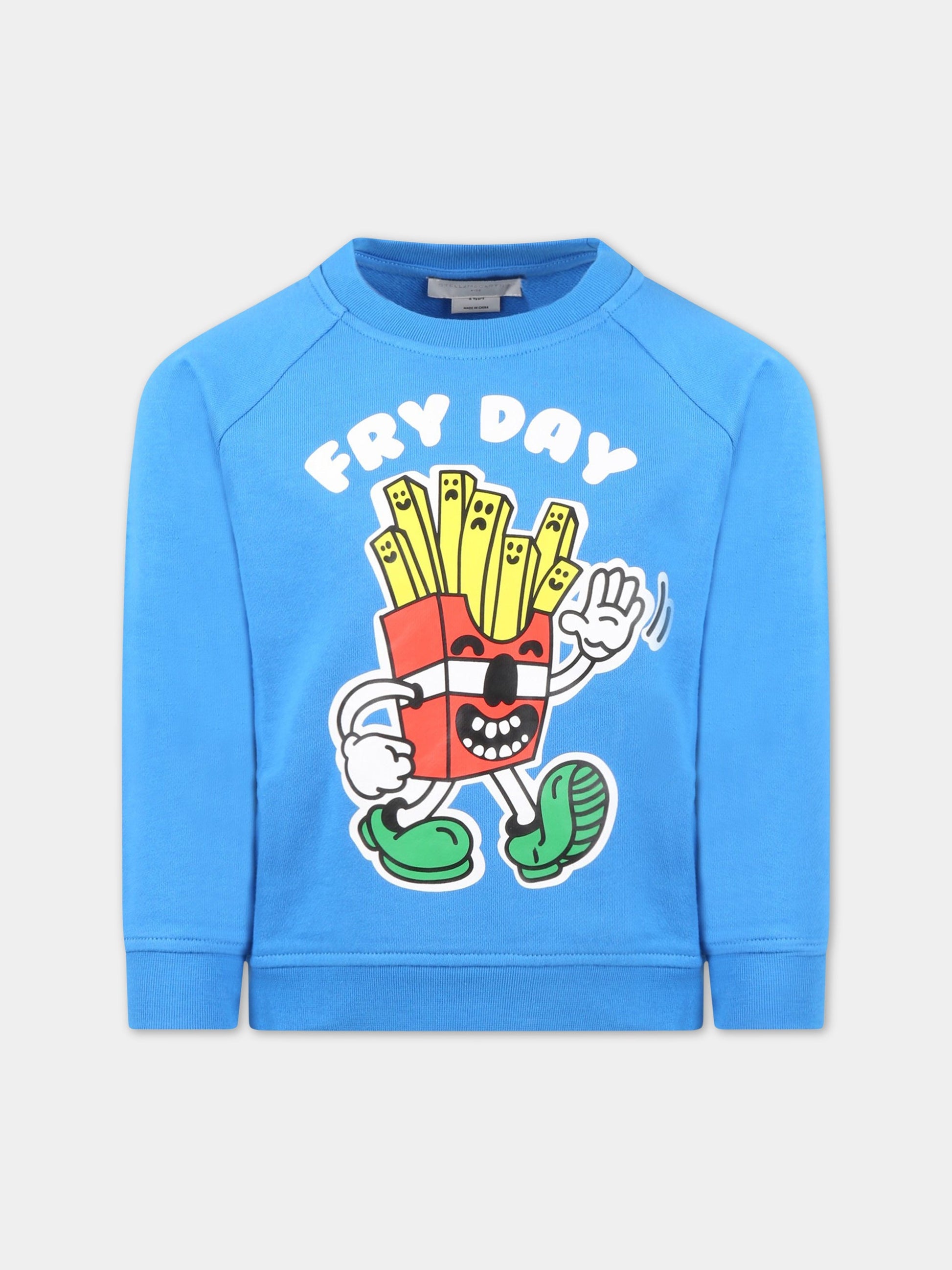 Felpa azzurra per bambino con patatine,Stella Mccartney Kids,TS4Q80 Z0499 611