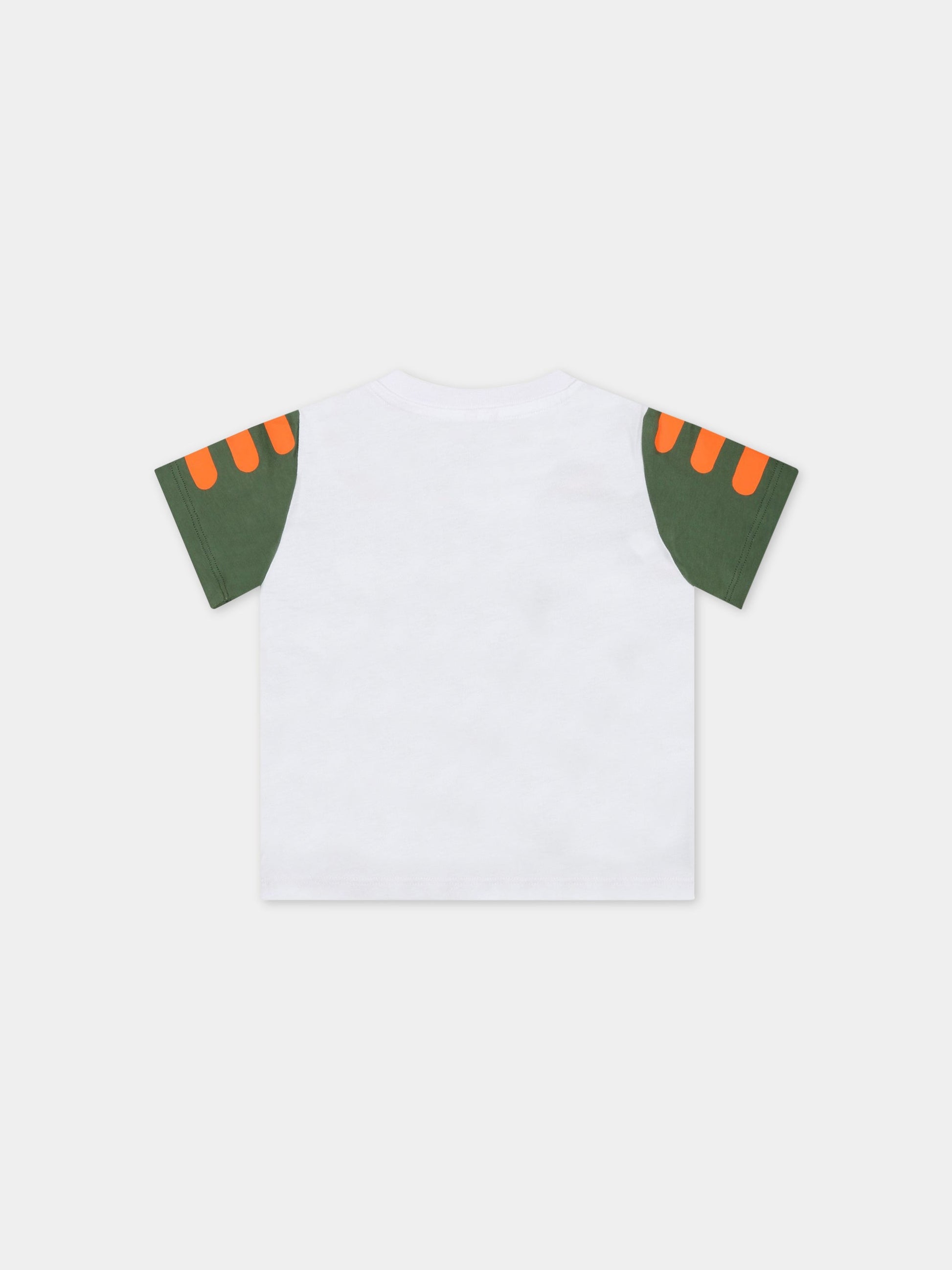 T-shirt bianca per neonato con camaleonti,Stella Mccartney Kids,TS8691 Z0434 100