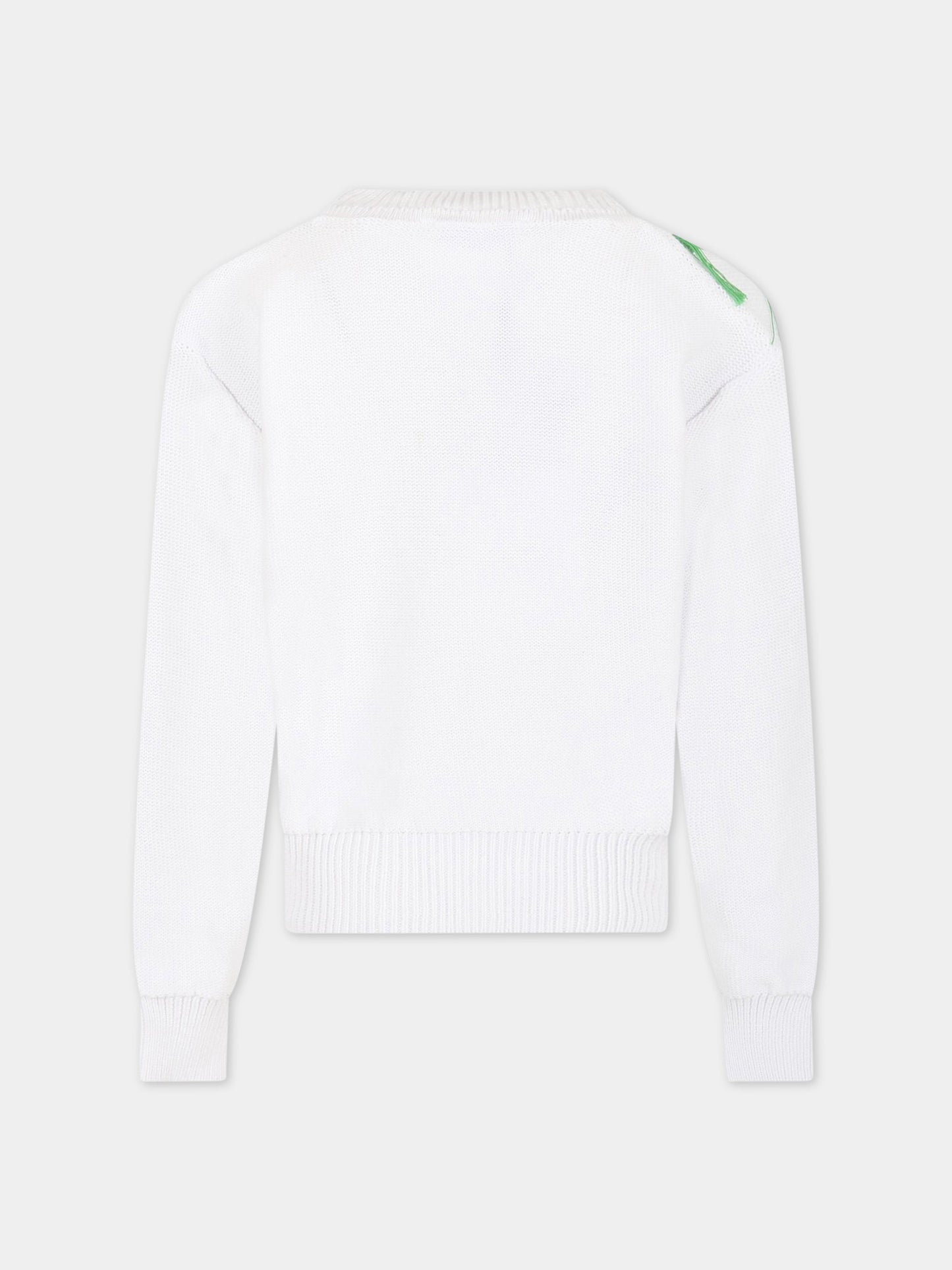 Cardigan bianco per bambina con ricamo,Msgm Kids,MS029407 001