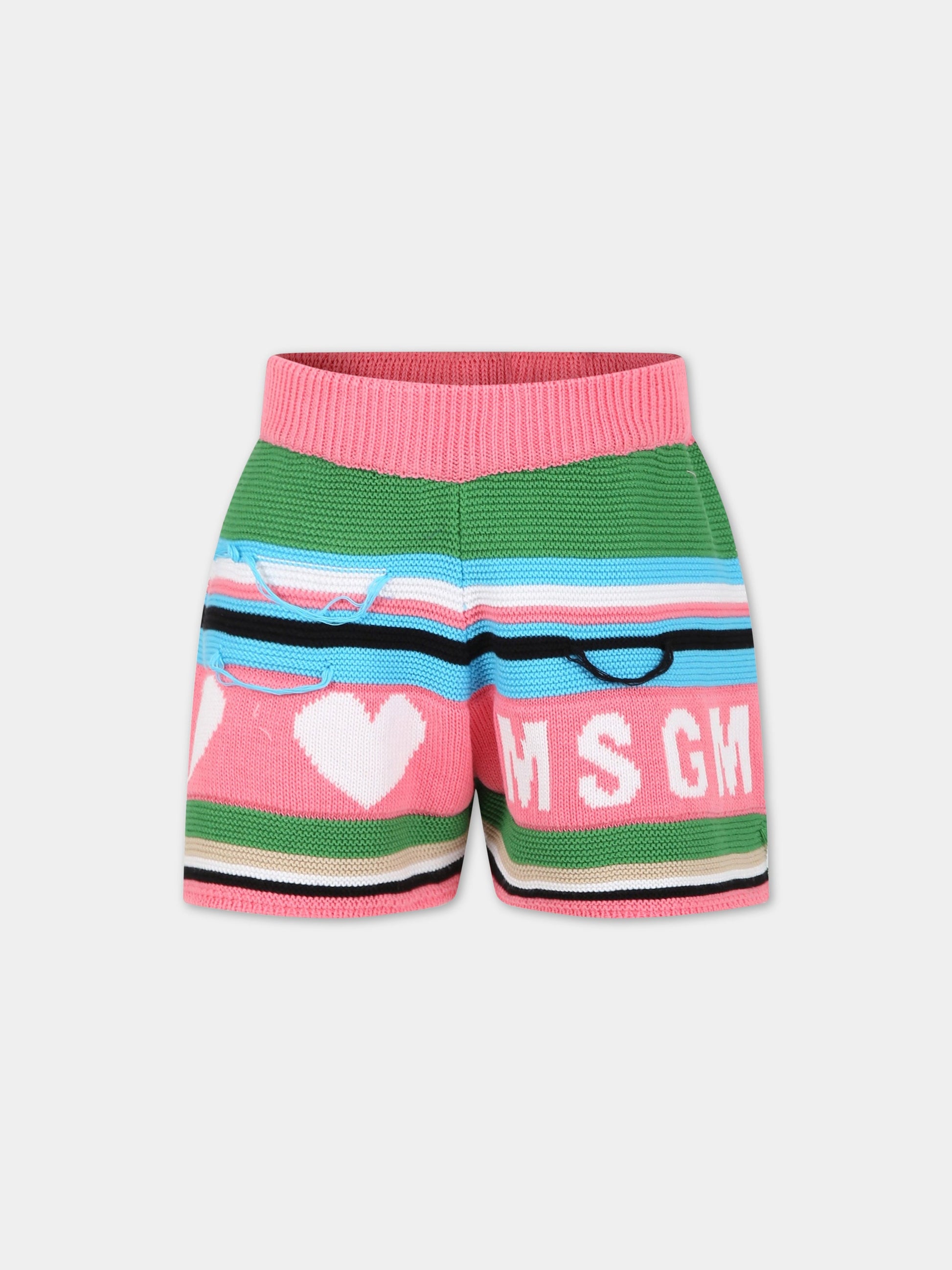 Shorts casual rosa per bambina,Msgm Kids,MS029434 042