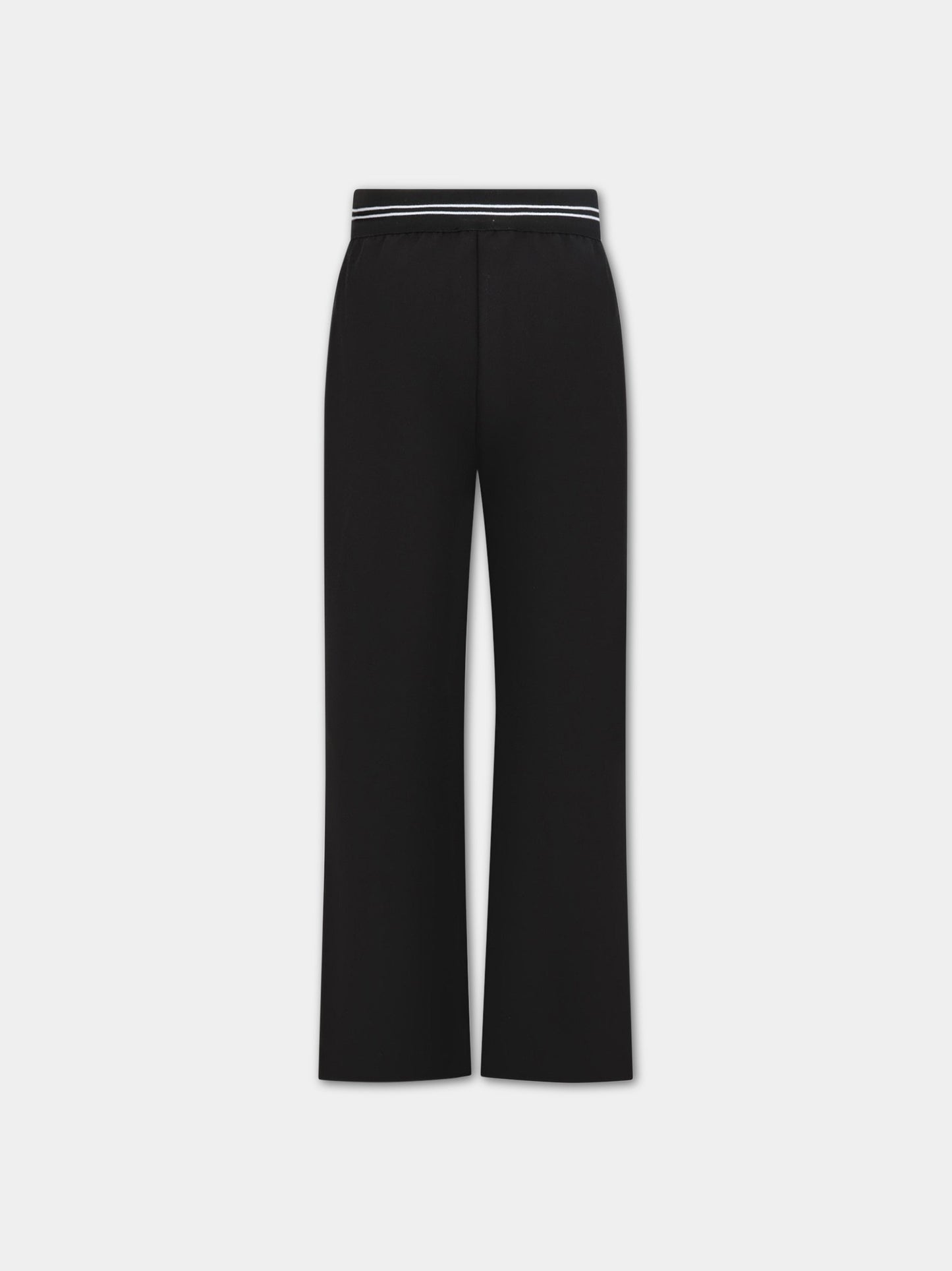 Pantaloni neri per bambina con logo bianco,Msgm Kids,MS029456 110