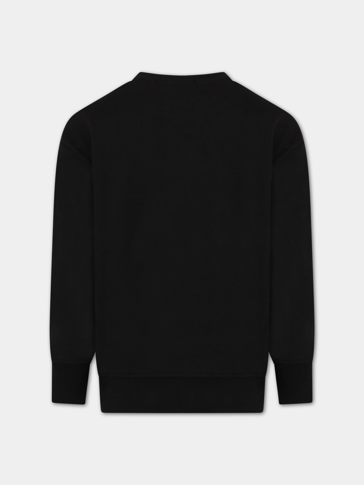 Felpa nera per bambino con logo bianco,Msgm Kids,MS029323 110