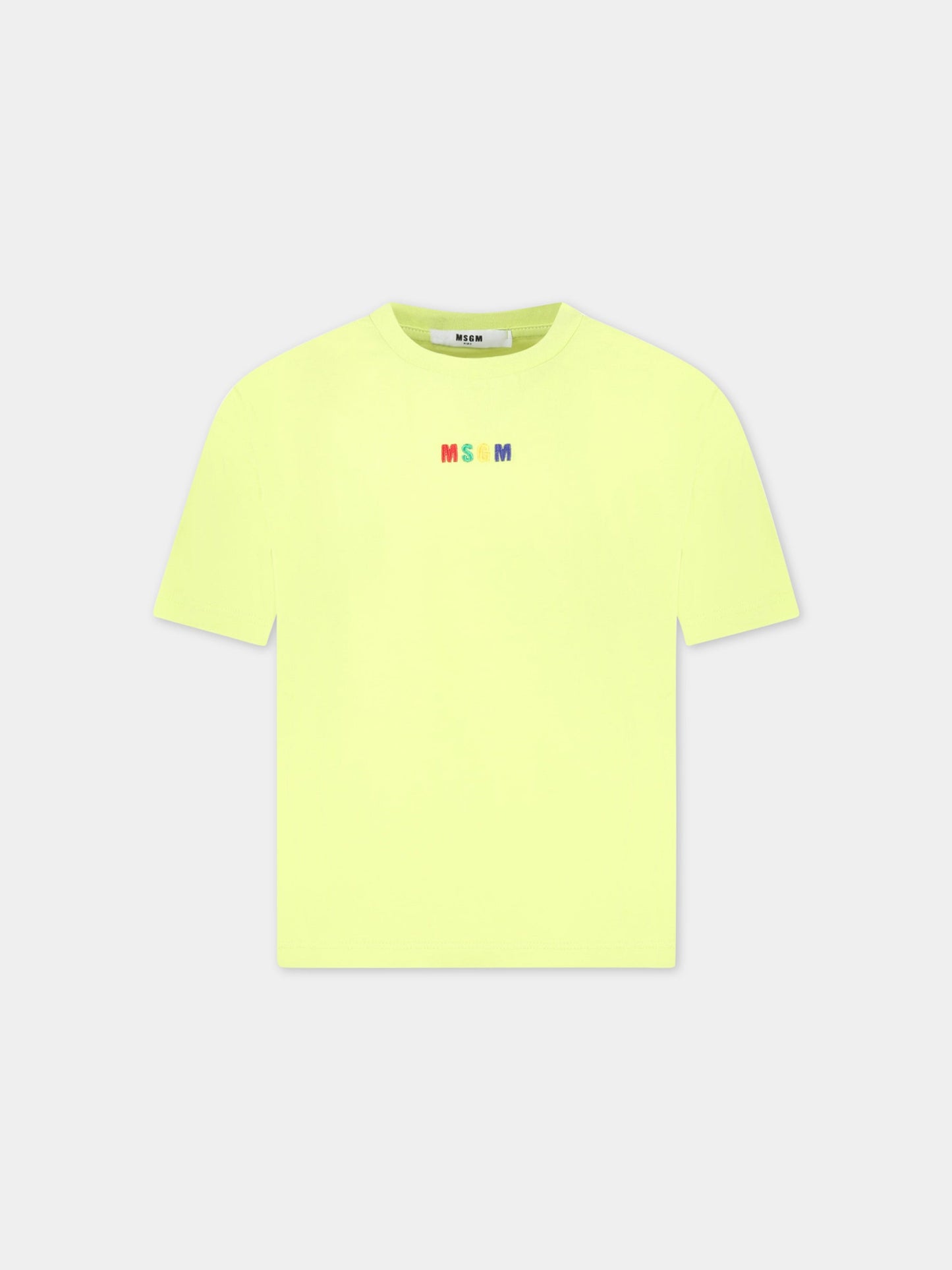 T-shirt verde per bambini con logo multicolor,Msgm Kids,MS029319 086