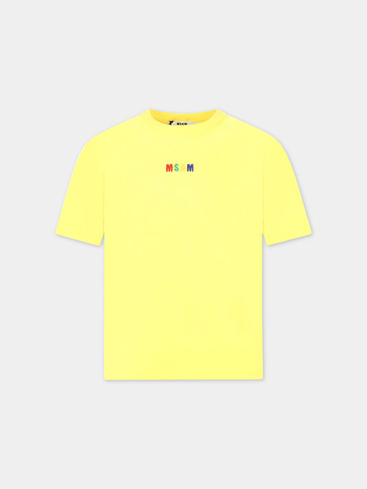 T-shirt gialla per bambini con logo multicolor,Msgm Kids,MS029319 020